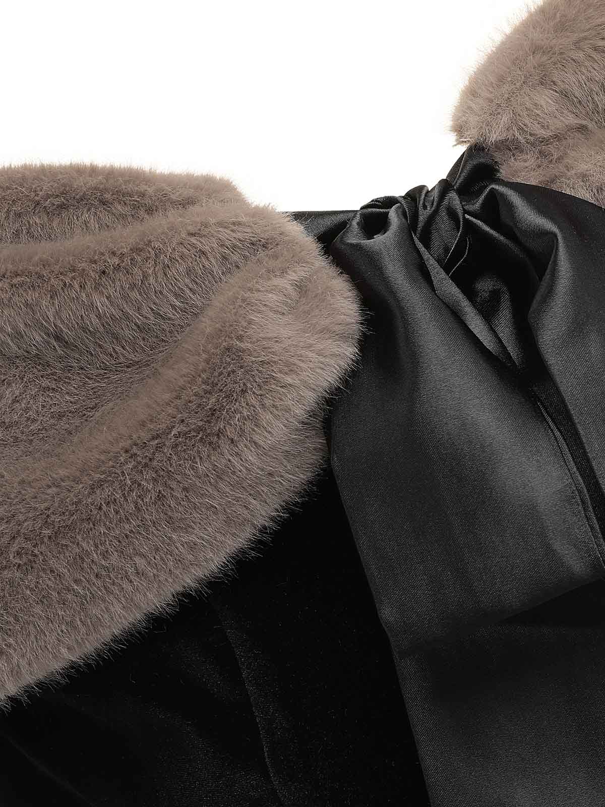 2PCS Black 1960s Solid Dress & Plush Cape - Image 10
