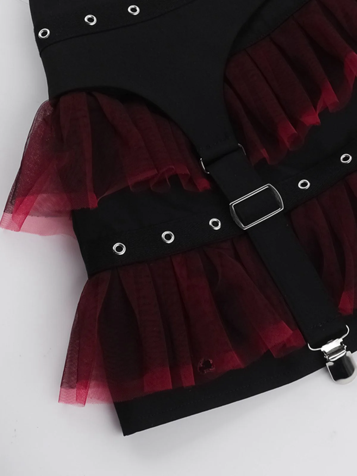 2PCS Black 1980s Gothic Steampunk Halter Cross Camisole & Mini Skirt - Image 13
