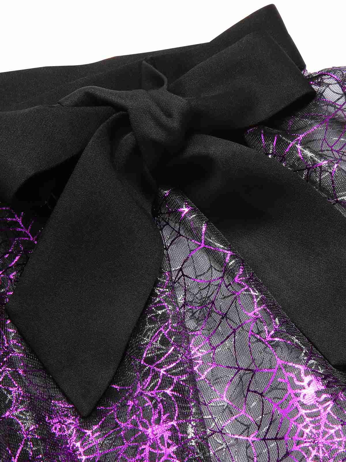 2PCS Black & Purple 1950s Spiderweb Mesh Romper & Skirt Cover-Up - Image 7