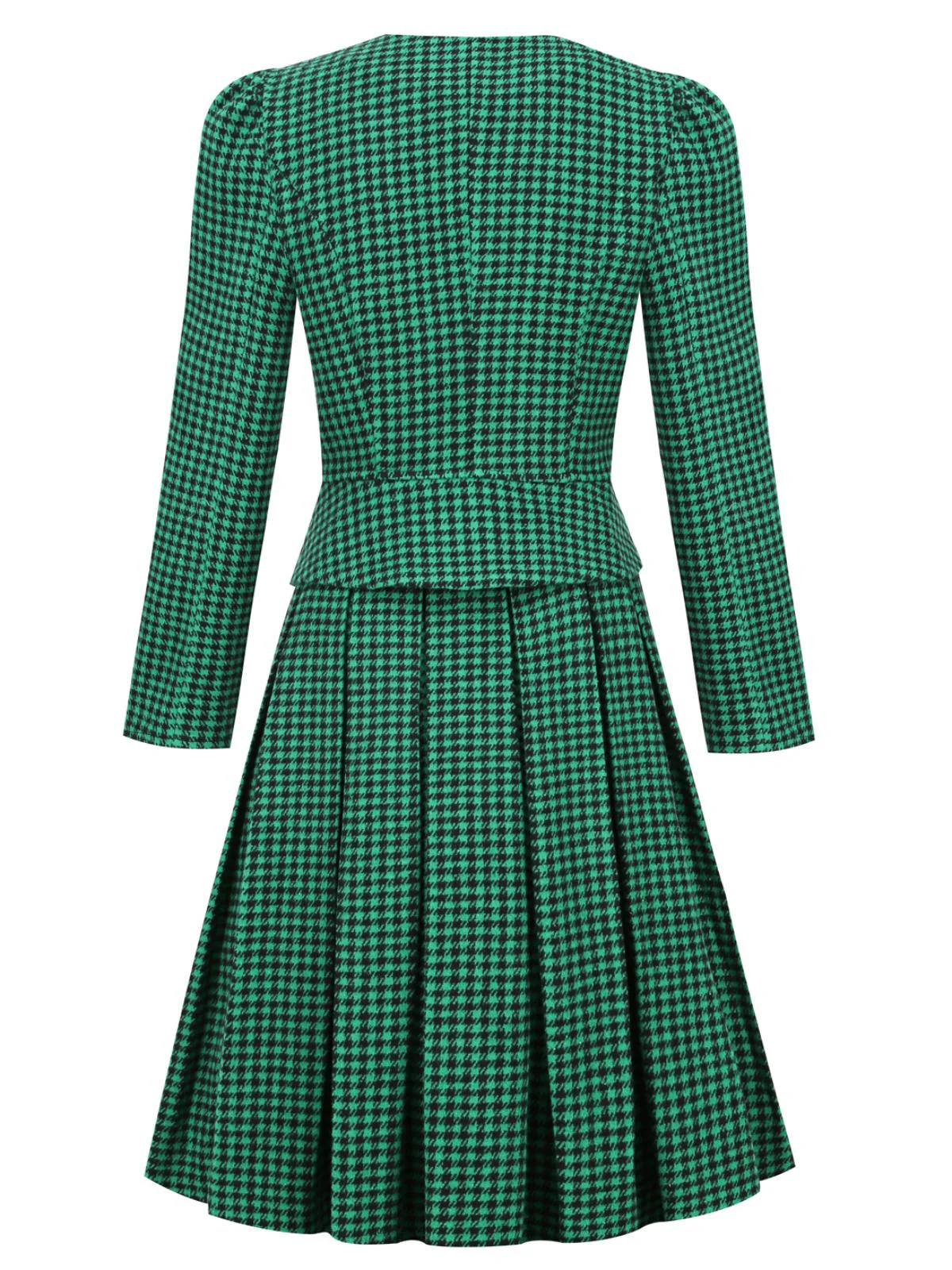 2PCS Black Retro Plaid Blazer & Panel Skirt - Image 15