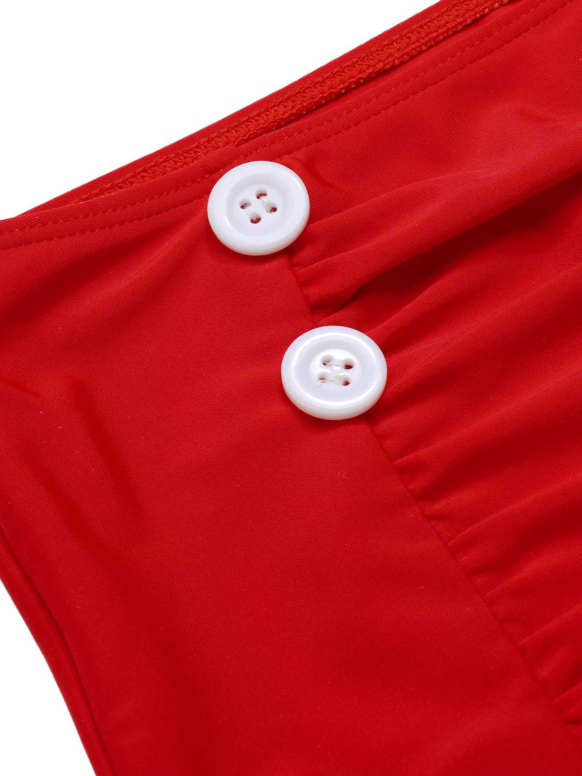 [Plus Size] Red 1960s Halter Roses Swimsuit - Image 4