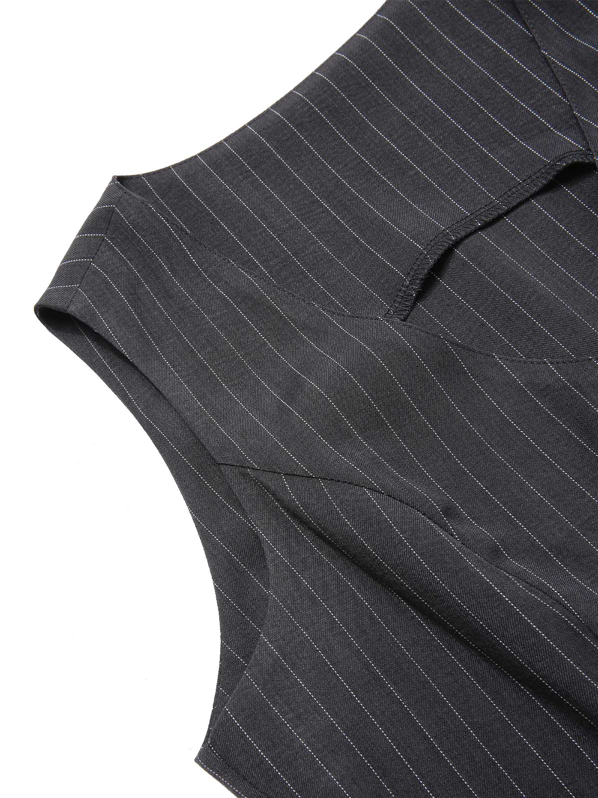 2PCS Dark Gray 1960s Pinstripes Top & Pleated Skirt - Image 8