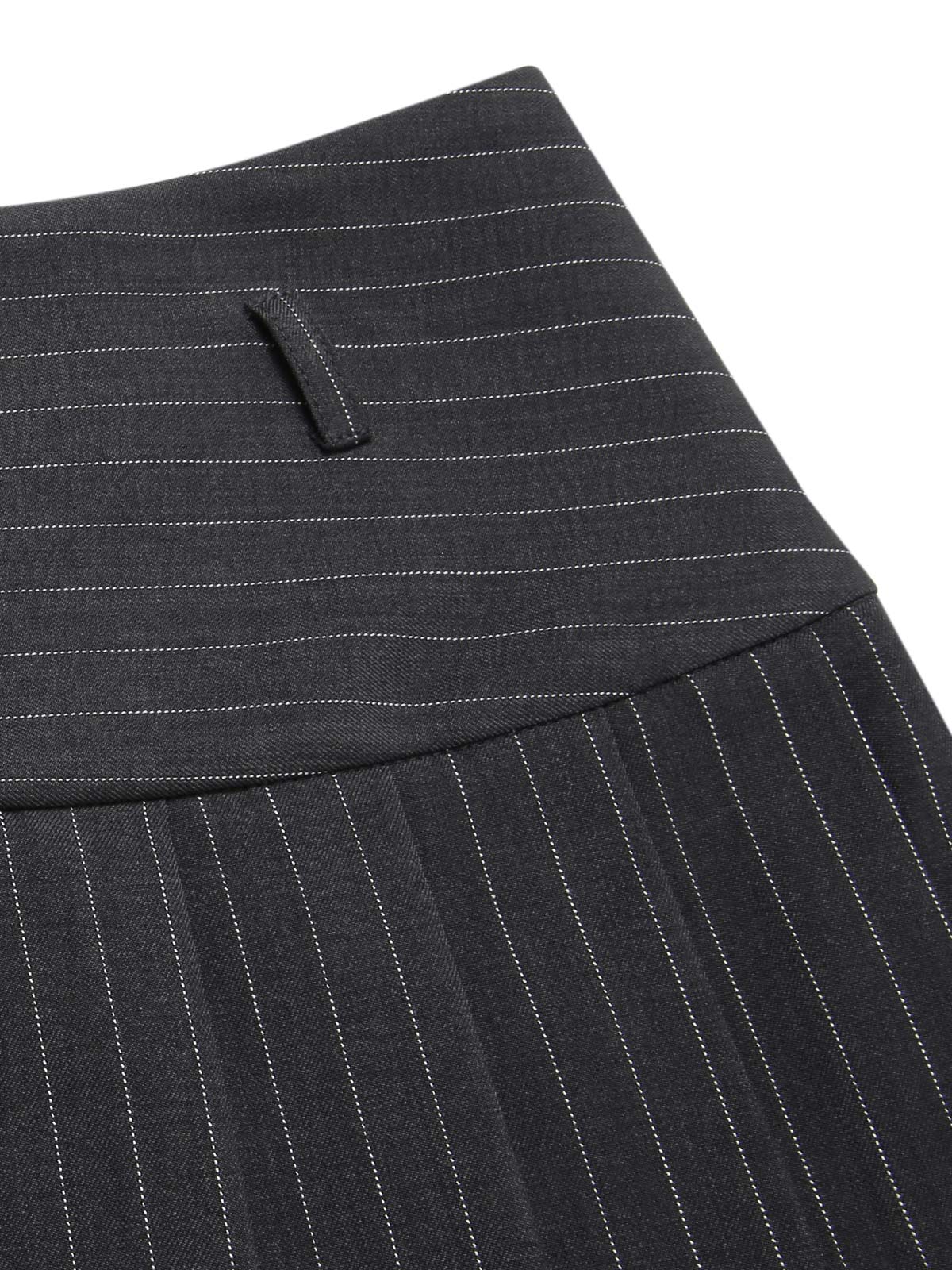 2PCS Dark Gray 1960s Pinstripes Top & Pleated Skirt - Image 12