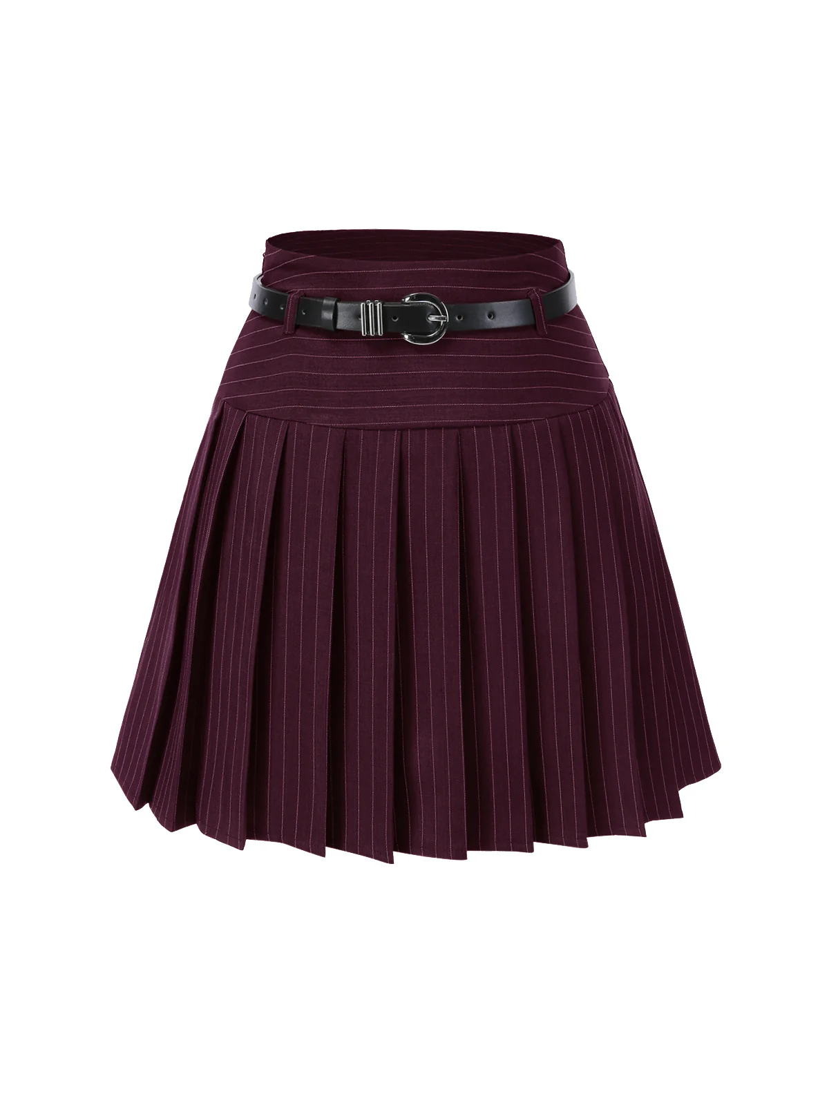2PCS Dark Gray 1960s Pinstripes Top & Pleated Skirt - Image 17