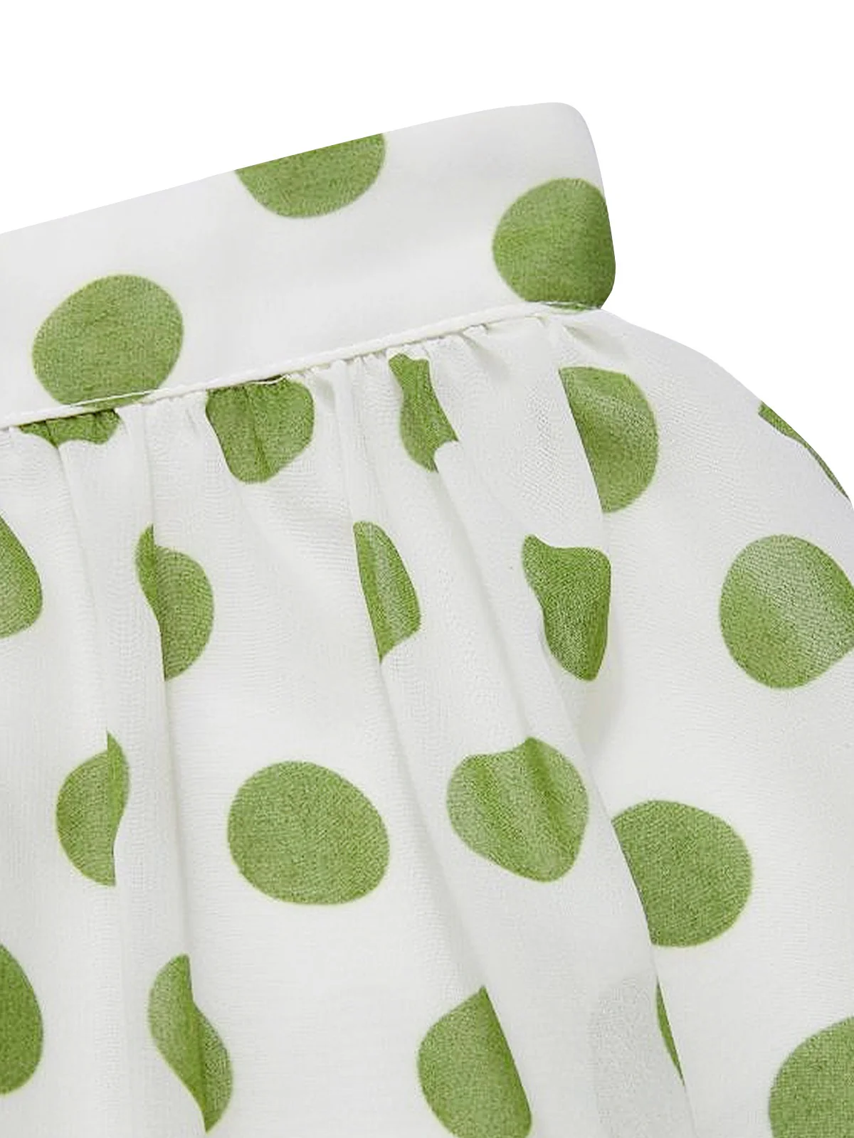 2PCS Green 1940s Buttons Shirt & Polka Dots Skirt - Image 8