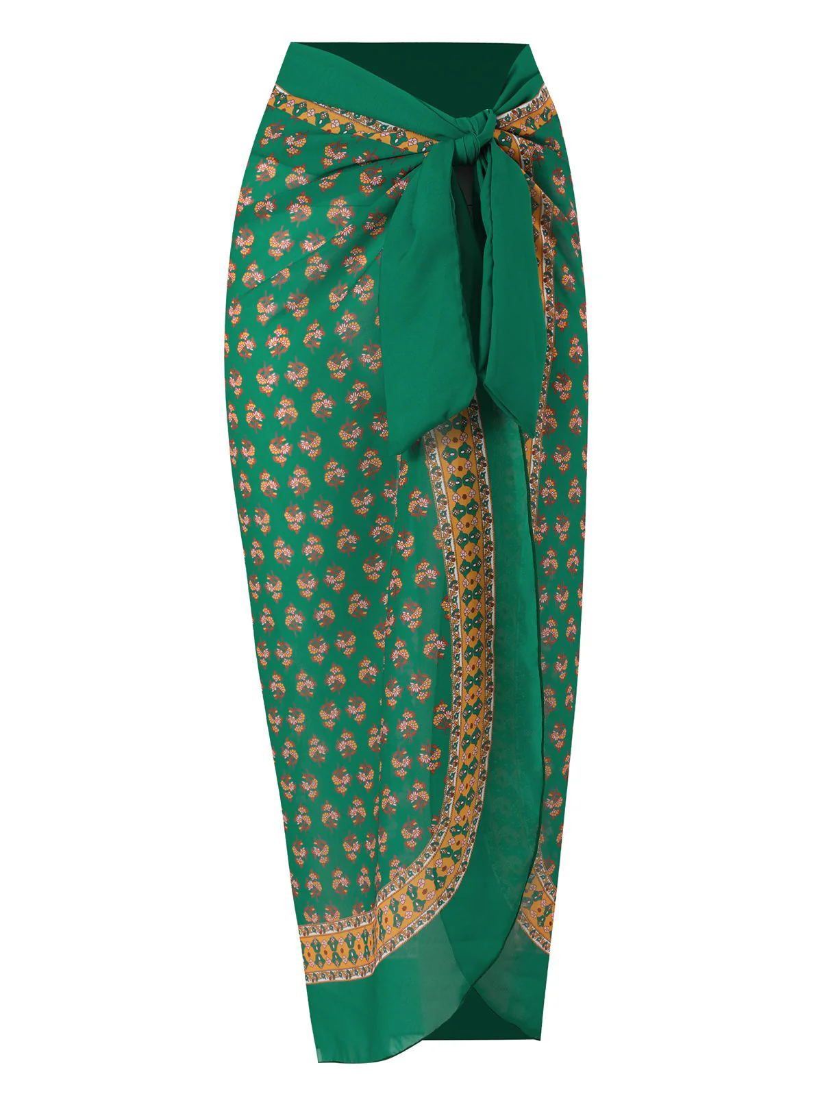 2PCS Green 1940s Flowers One-Piece Swimsuit & Cover-Up - Image 4