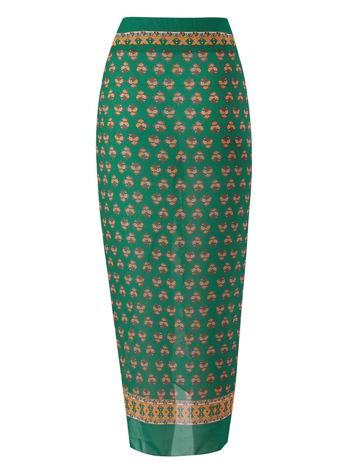 2PCS Green 1940s Flowers One-Piece Swimsuit & Cover-Up - Image 5