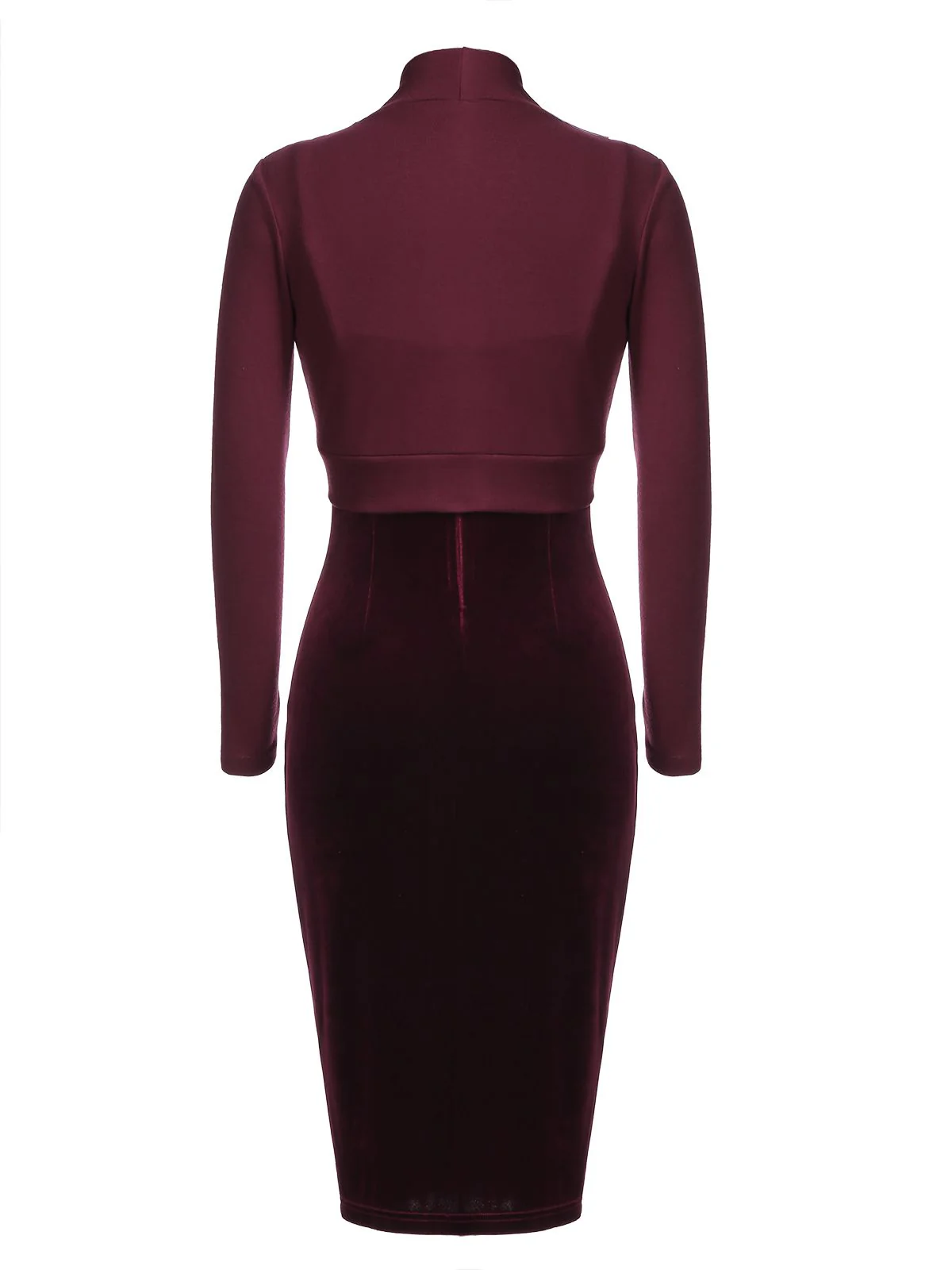 2PCS Green 1960s Velvet Bodycon Dress - Image 6