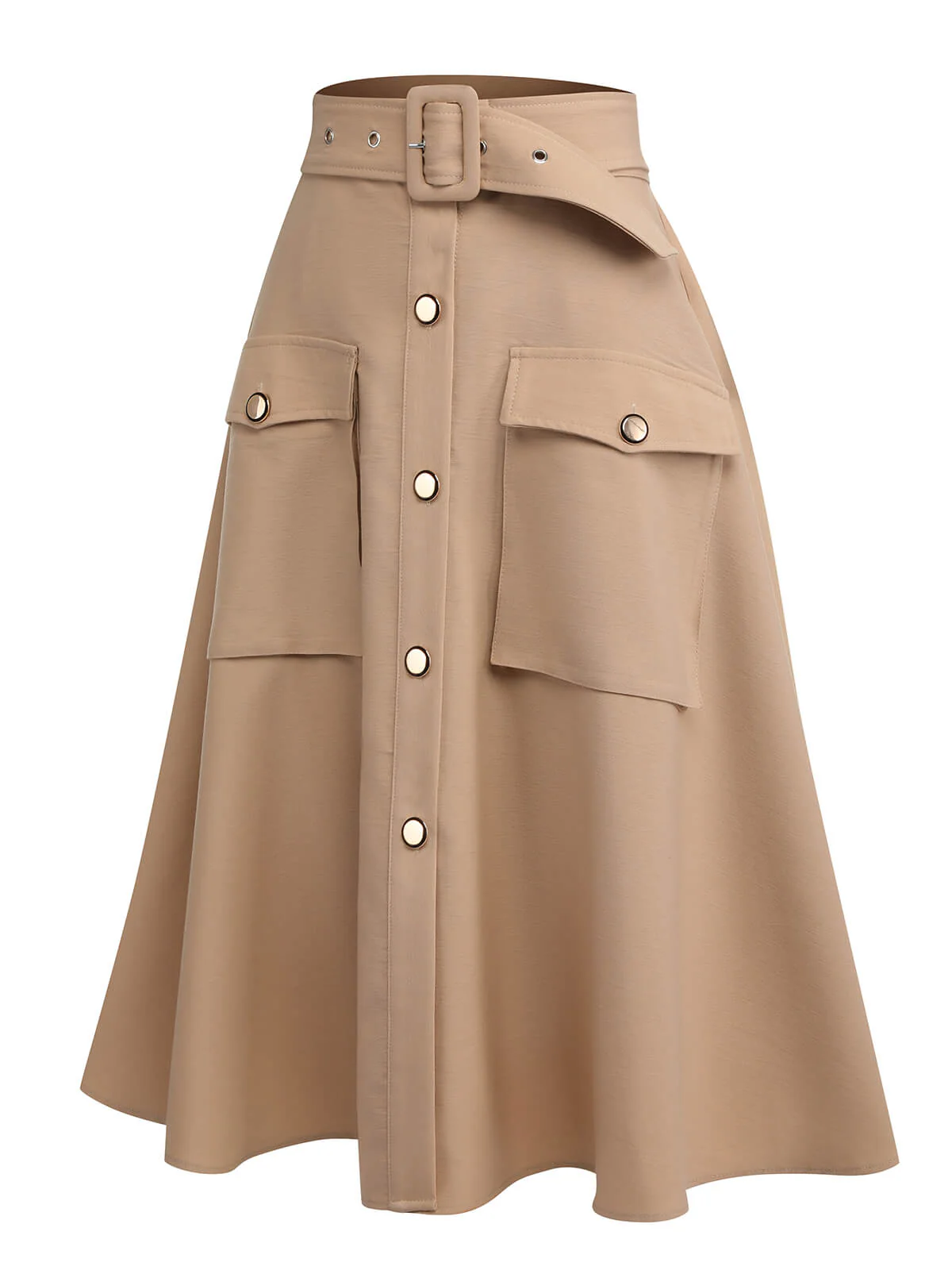 2PCS 1950s Leopard Lapel Romper & Khaki Skirt - Image 13