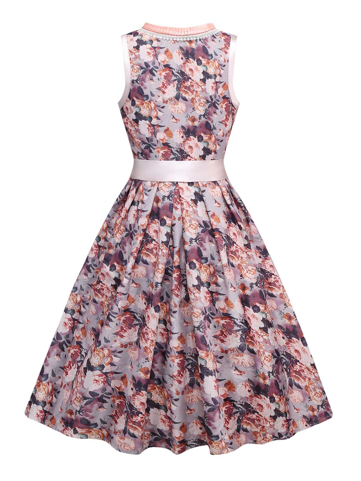 2PCS Multicolor 1950s Floral Dirndl Dress & Apron - Image 2