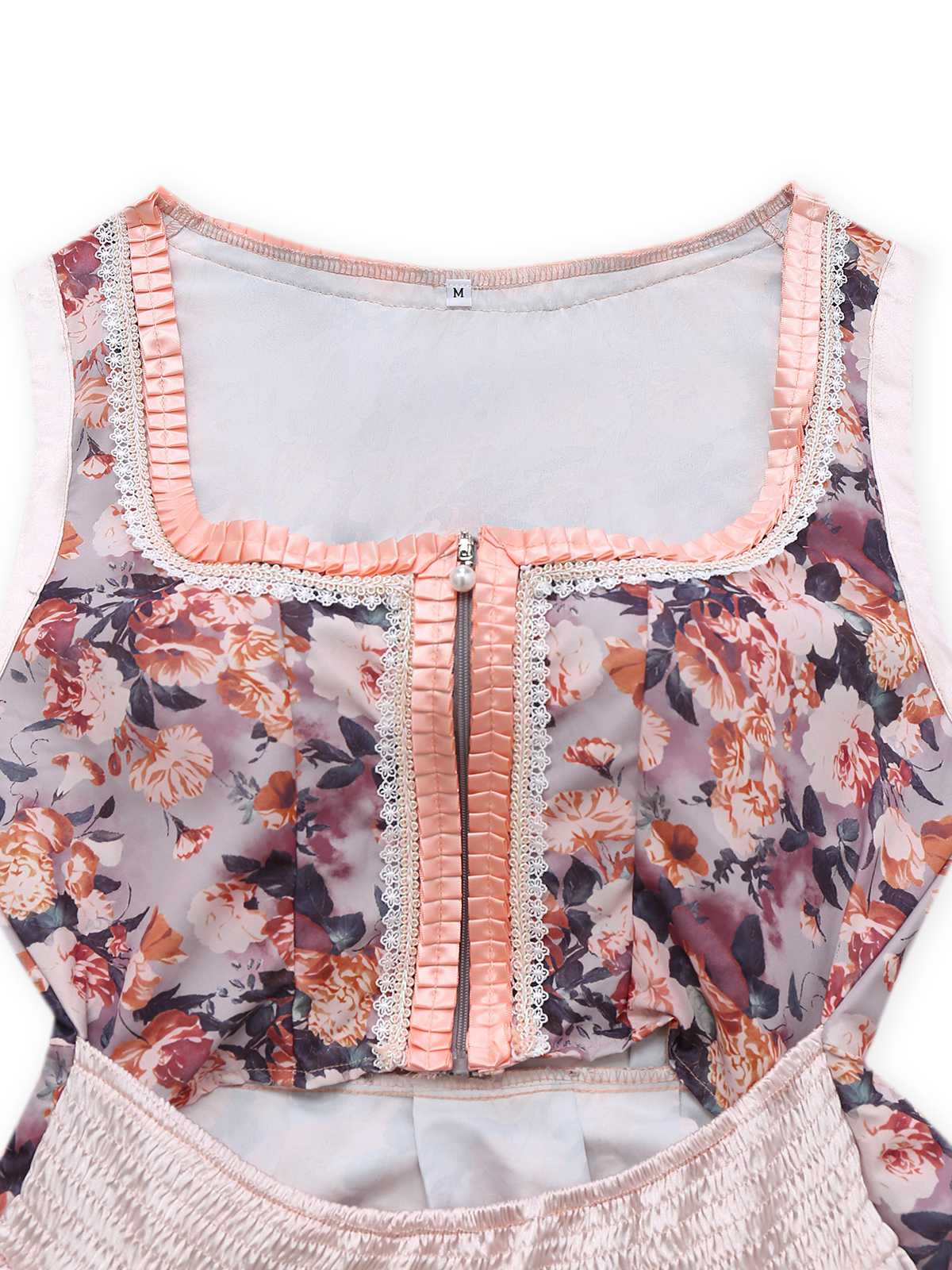 2PCS Multicolor 1950s Floral Dirndl Dress & Apron - Image 3