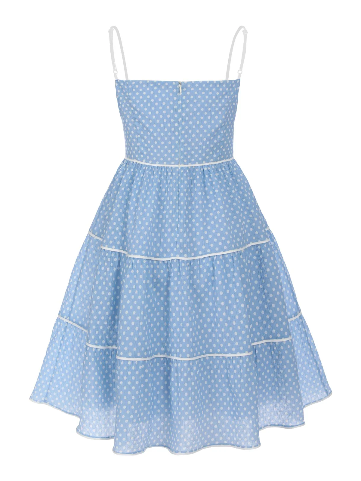 2PCS Polka Dot Ivory Pencil Dress & Sky Blue Strap Dress - Image 14