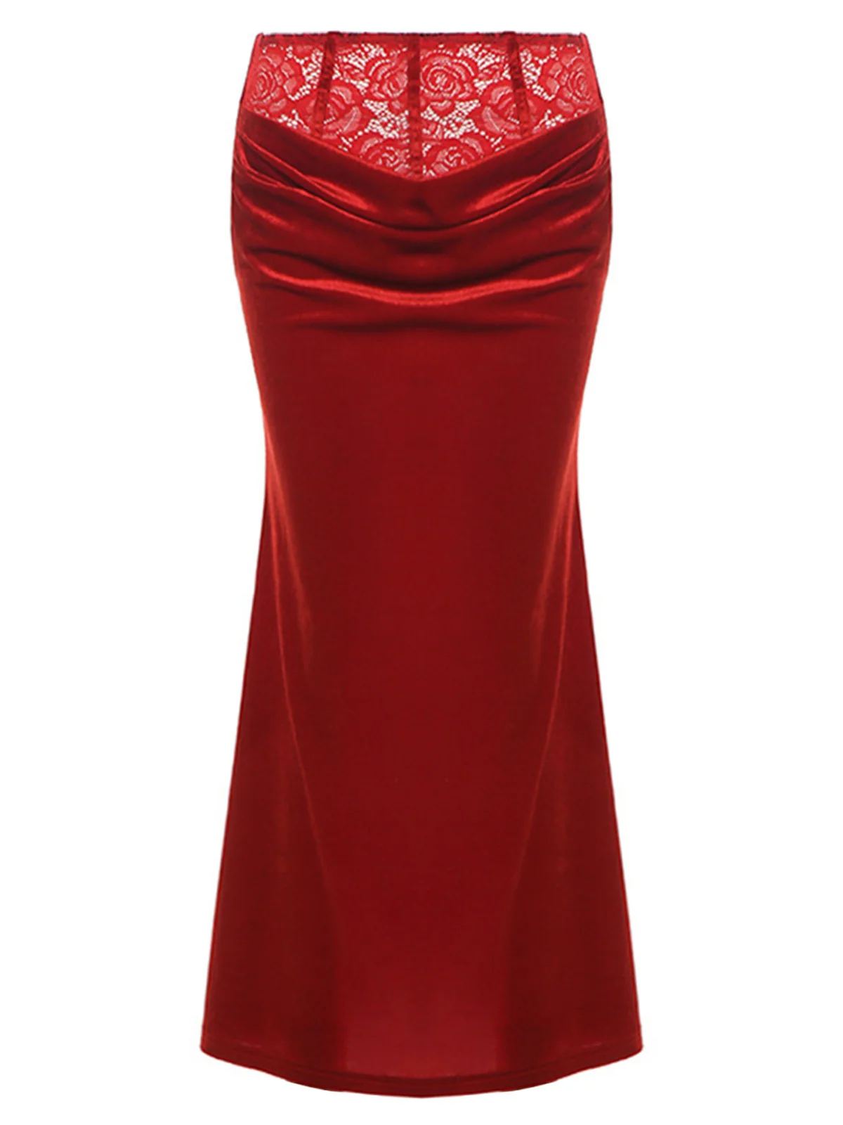 Red 1930s Velvet Lace Mermaid Skirt