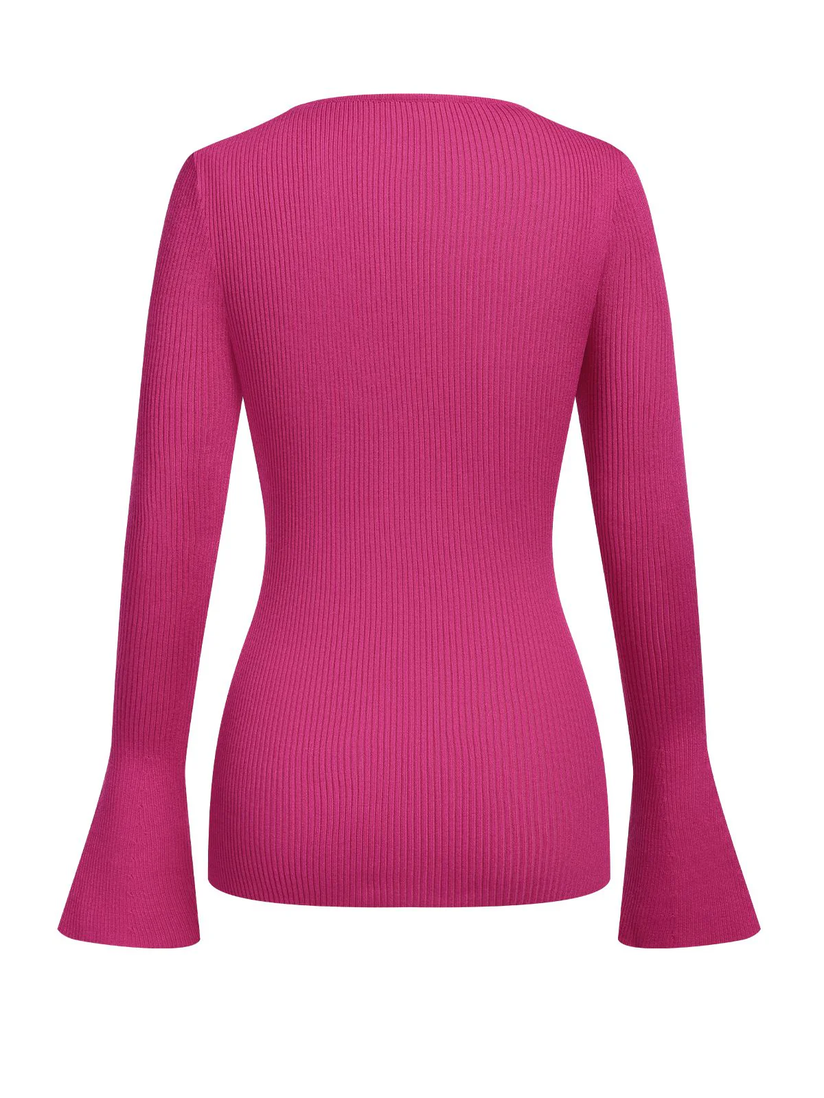 2PCS Rose Red 1970s Heart Cutout Sweater & Solid Skirt - Image 4