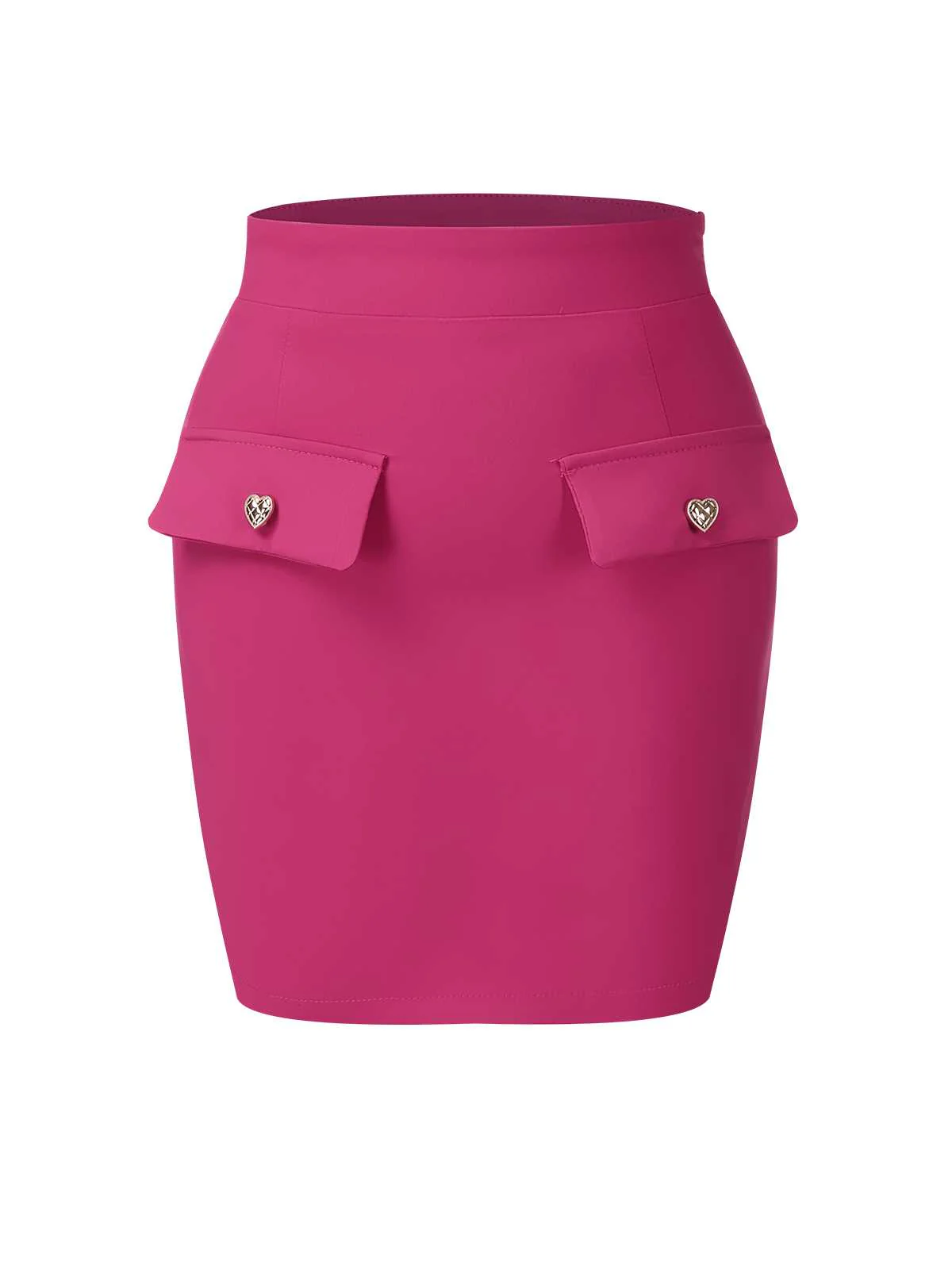 2PCS Rose Red 1970s Heart Cutout Sweater & Solid Skirt - Image 5