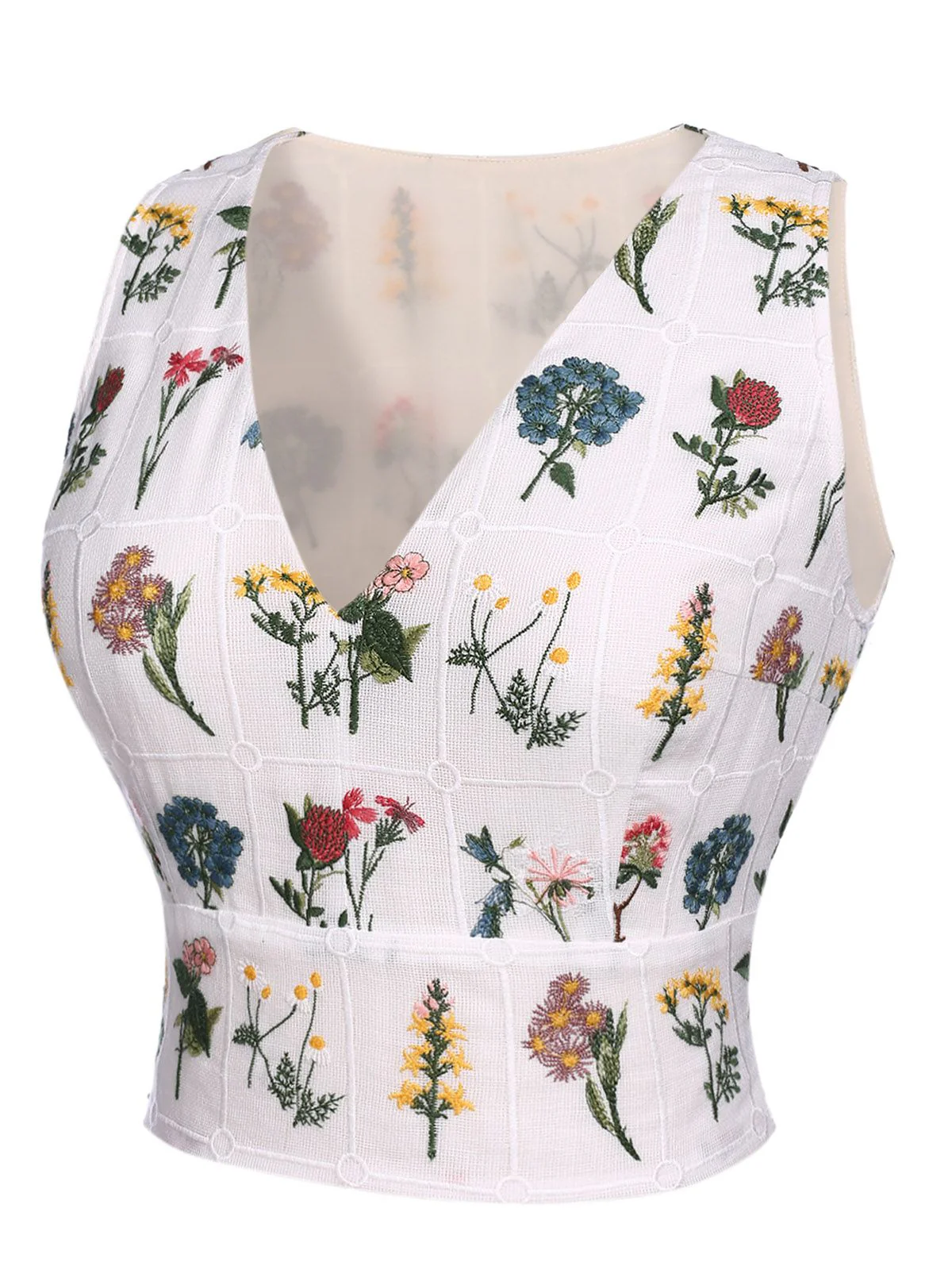 2PCS Yellow 1950s Embroidery Top & Pockets Shorts - Image 4
