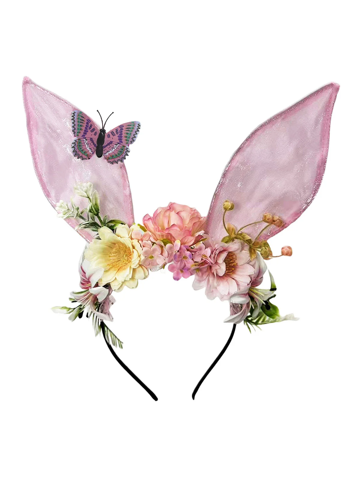 3D Floral Butterfly Mesh Rabbit Headband