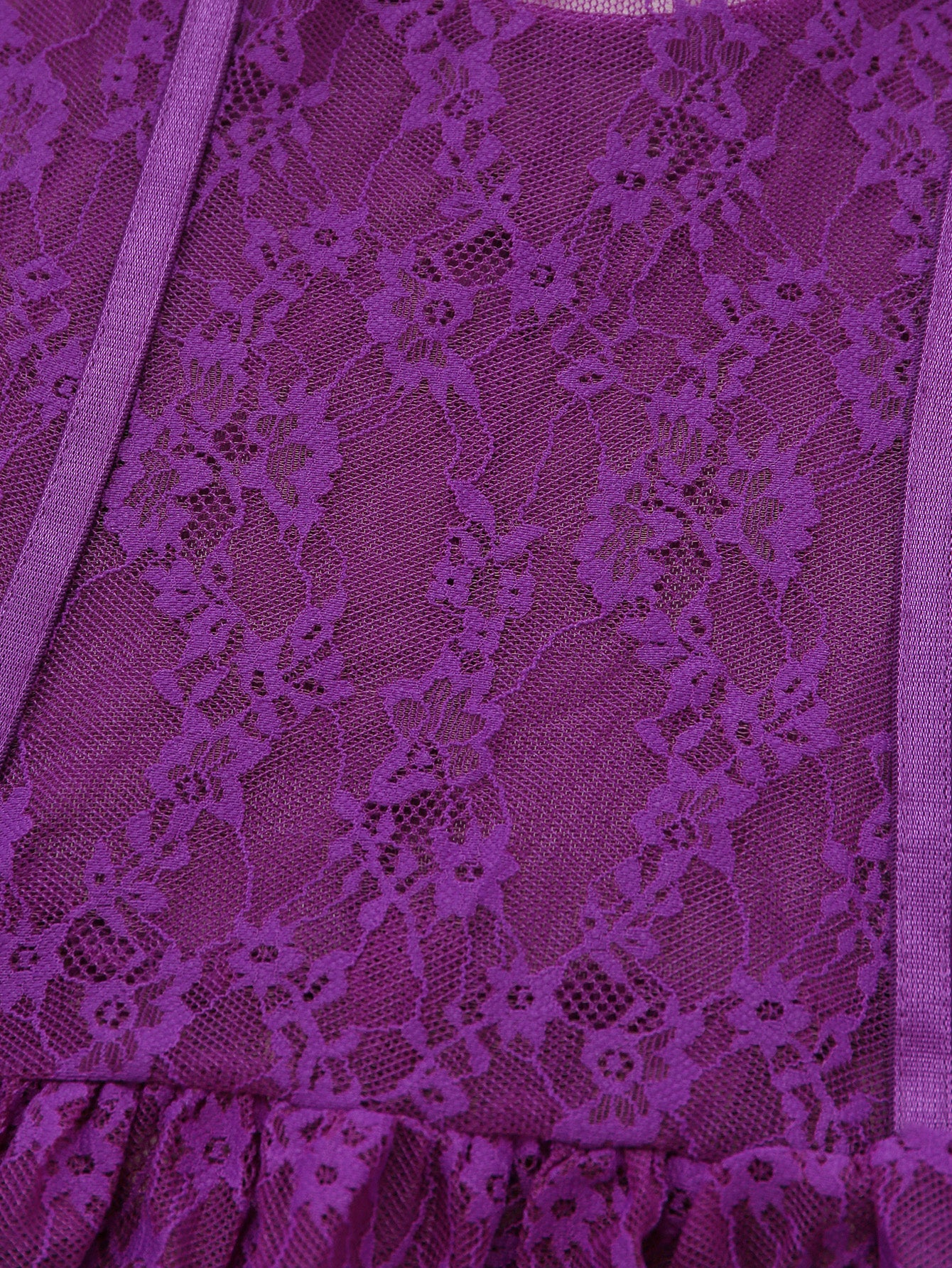3PCS Purple 1980s Lace Lingerie Set with Stockings - Image 6