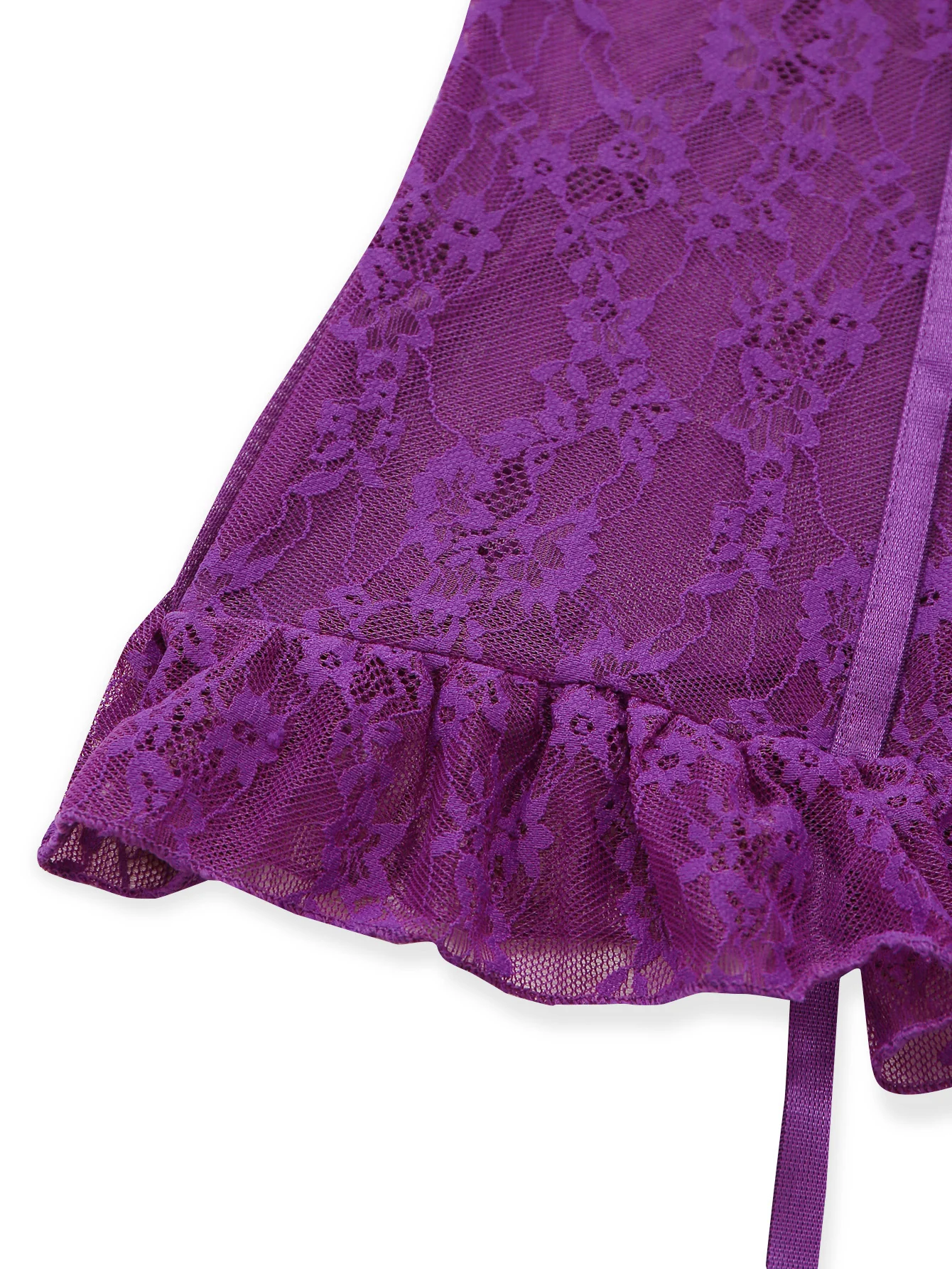 3PCS Purple 1980s Lace Lingerie Set with Stockings - Image 7