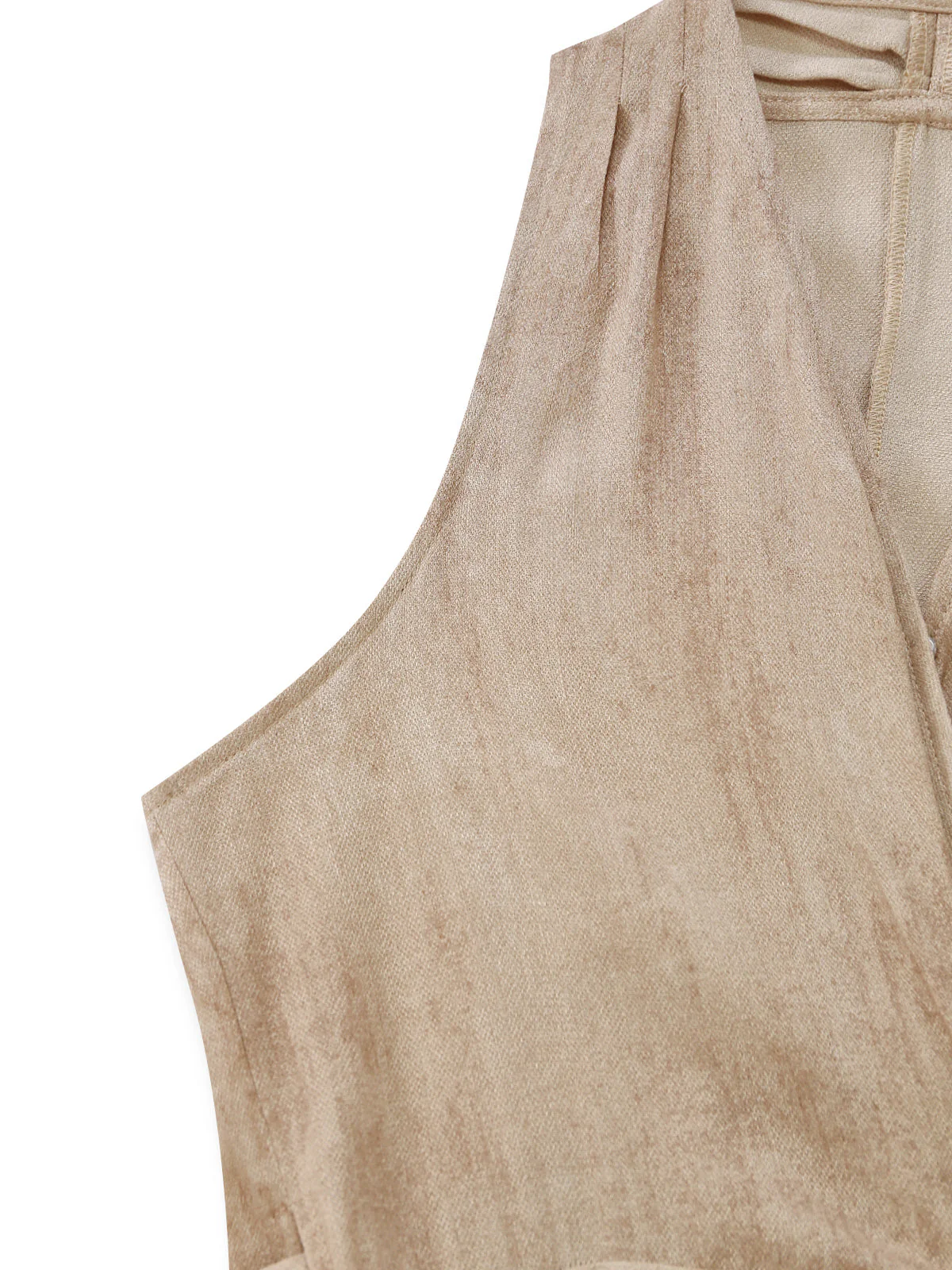 Apricot 1940s Linen V-Neck Sleeveless Belted Maxi Dress - Image 5