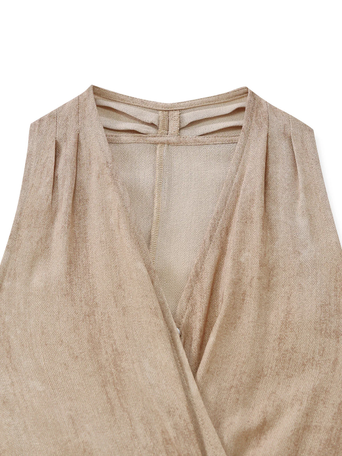 Apricot 1940s Linen V-Neck Sleeveless Belted Maxi Dress - Image 6