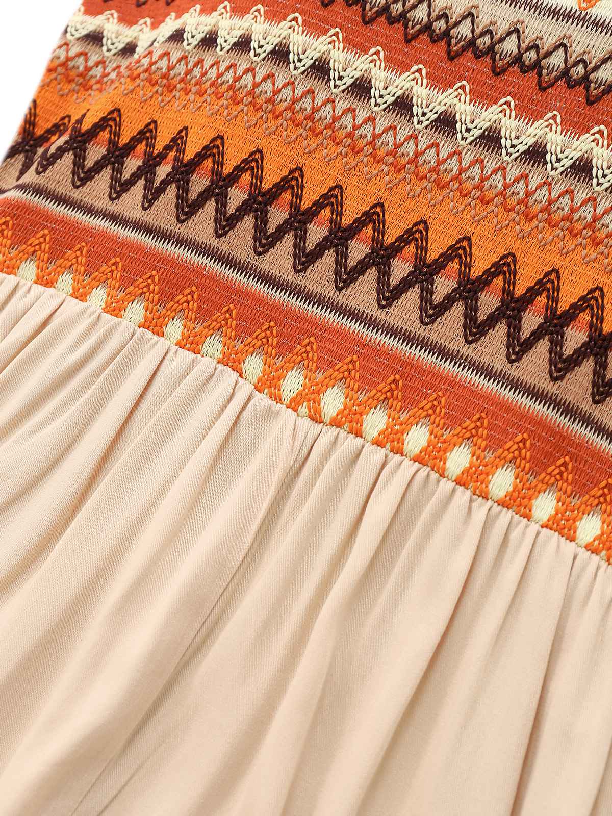 Apricot 1970s Boho Square Neck Patchwork Romper - Image 3
