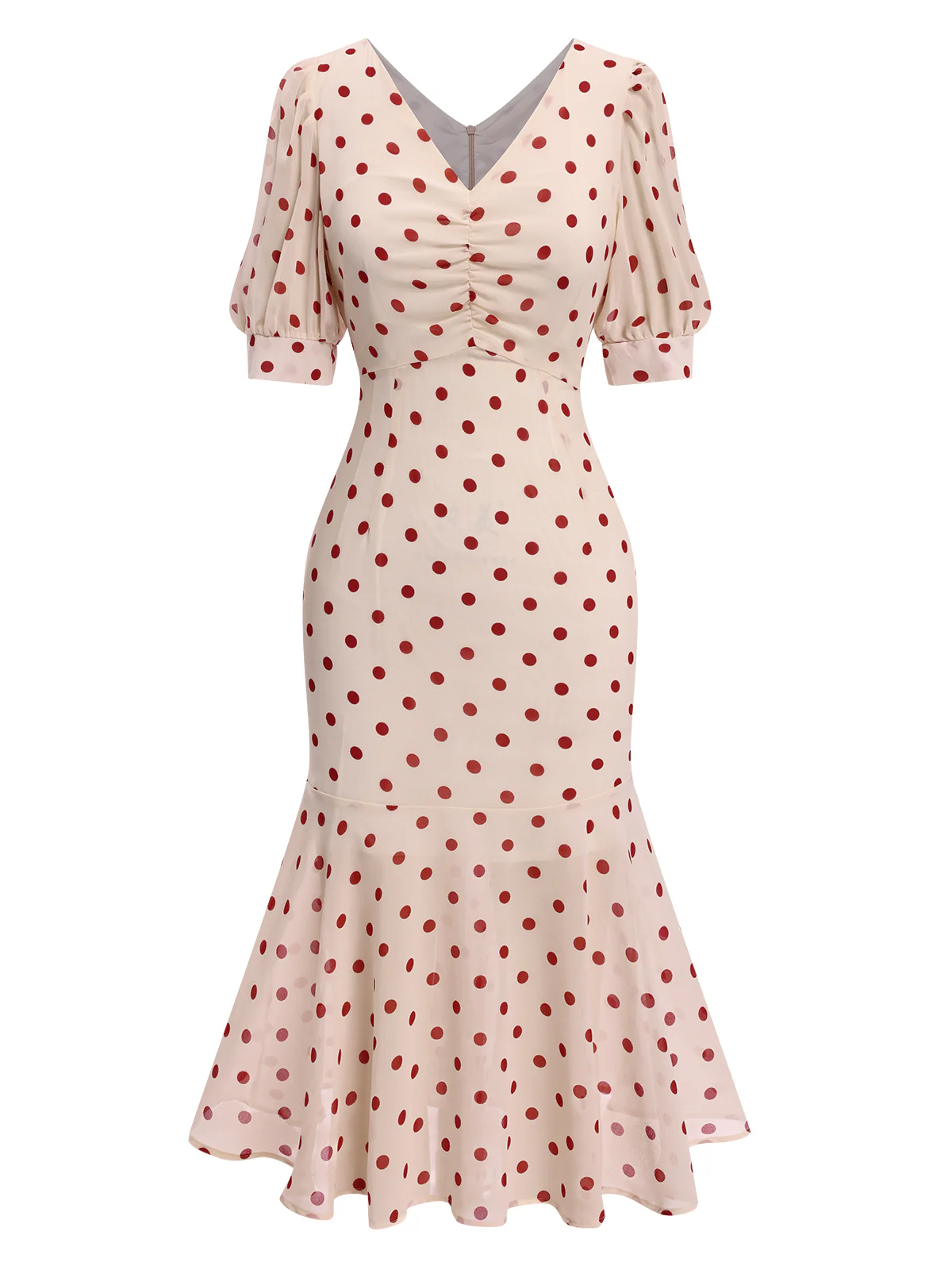 Black 1930s Polka Dot Mermaid Dress - Image 3