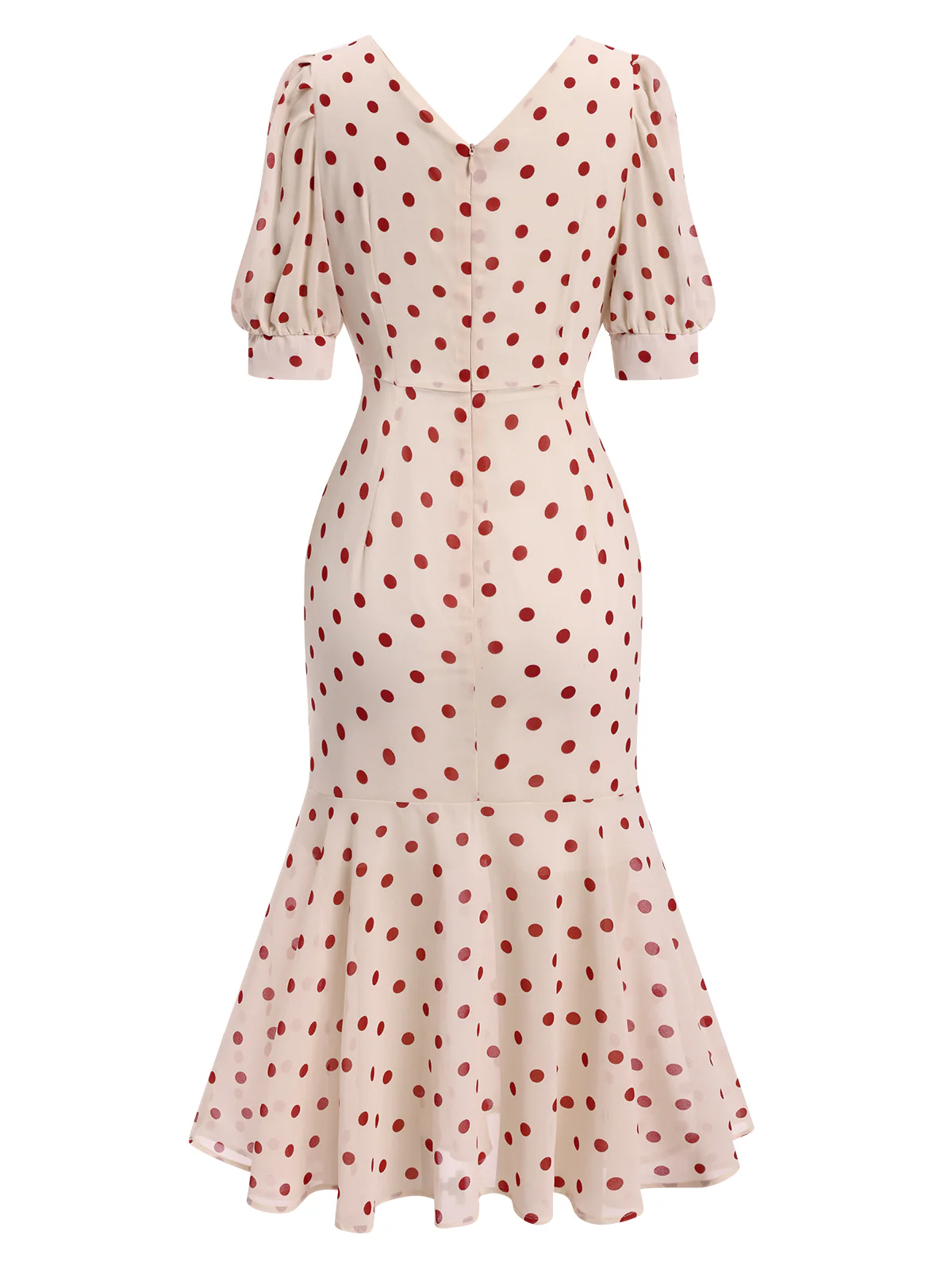 Black 1930s Polka Dot Mermaid Dress - Image 4