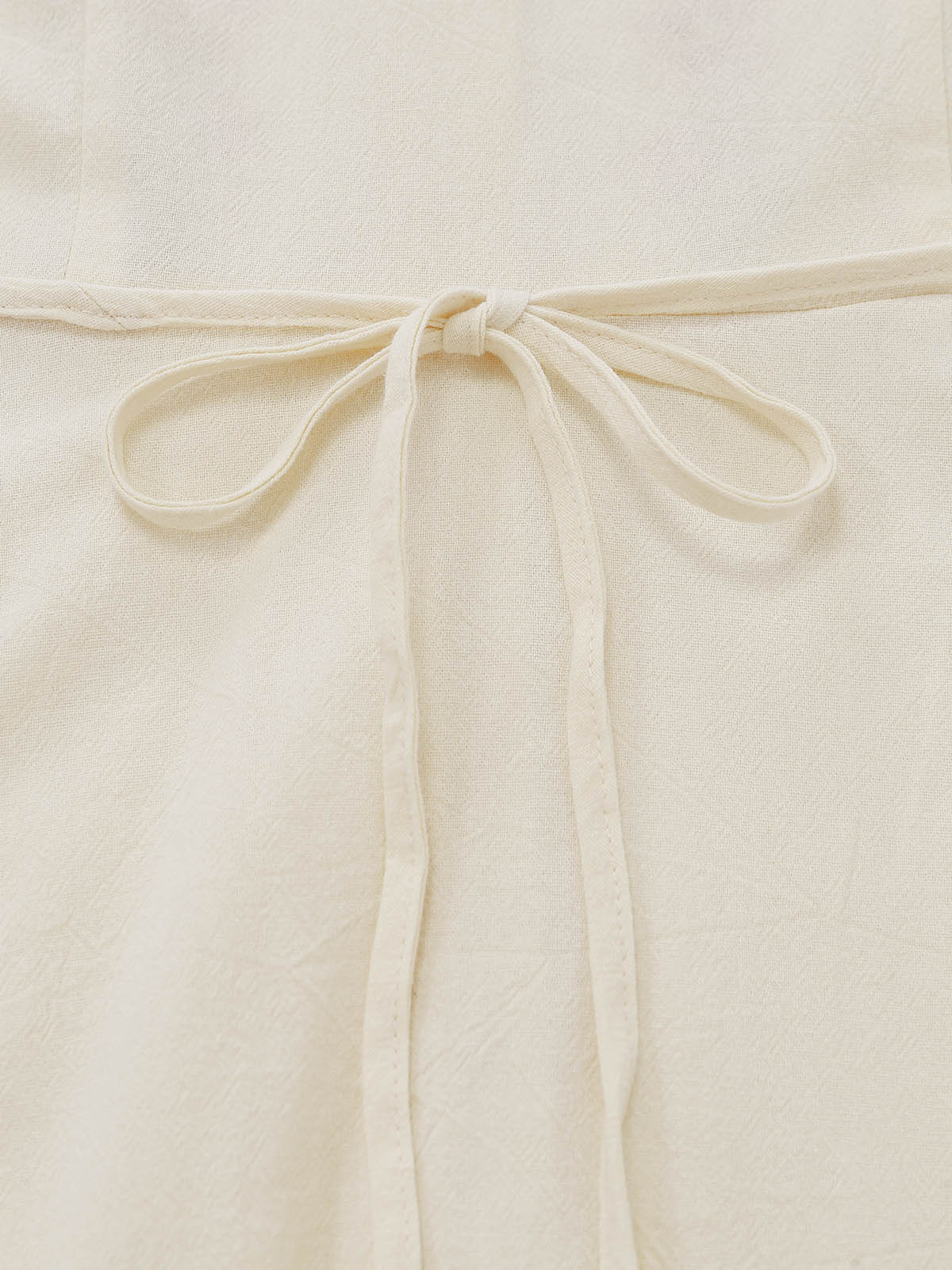 Beige 1940s Embroidered Floral Cap Sleeve Dress - Image 6