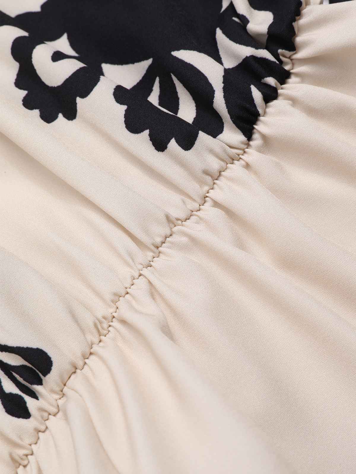 [Pre-Sale] Beige 1940s Oblique Neck Tribal Printed Romper - Image 3