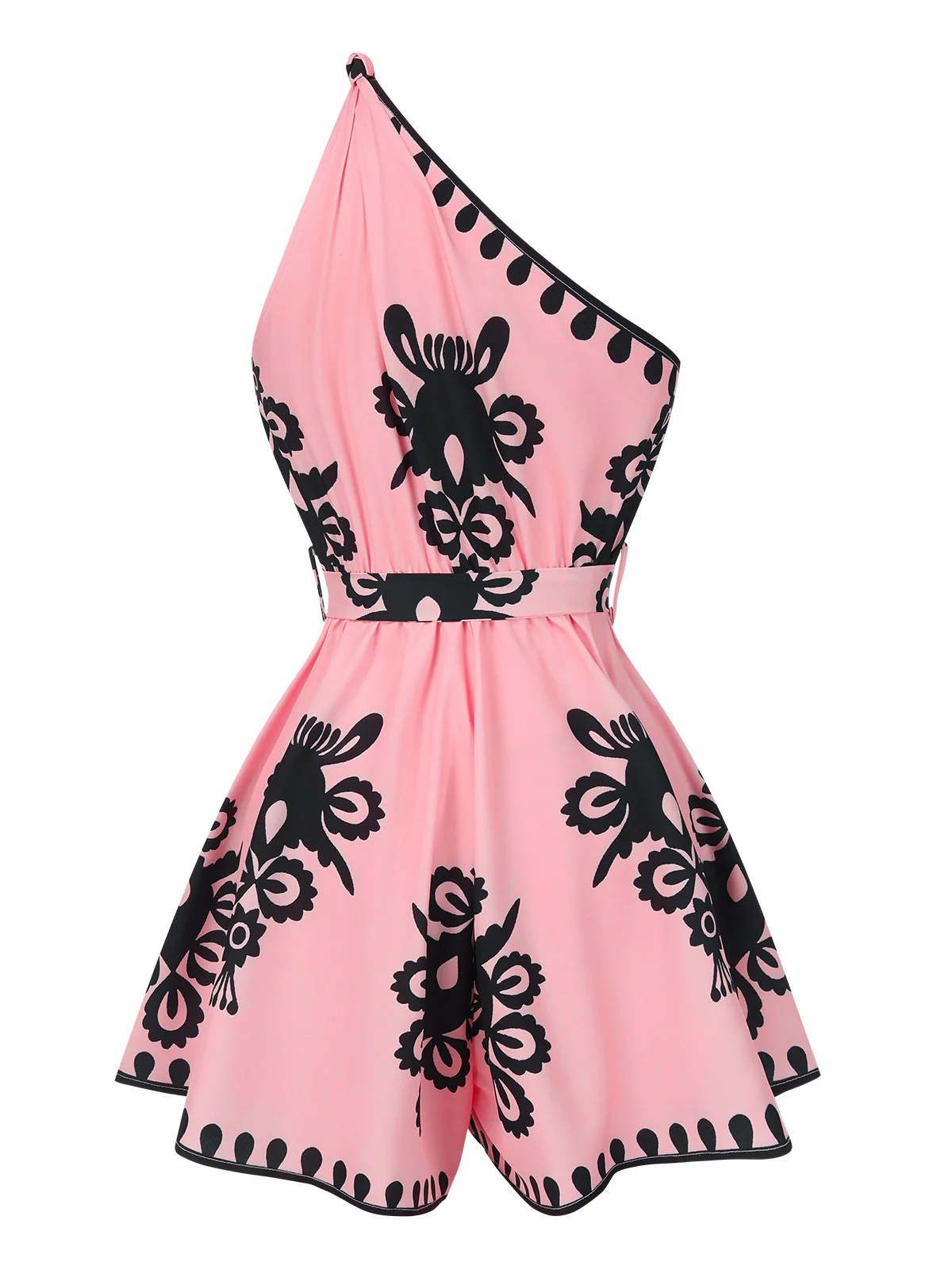 [Pre-Sale] Beige 1940s Oblique Neck Tribal Printed Romper - Image 5