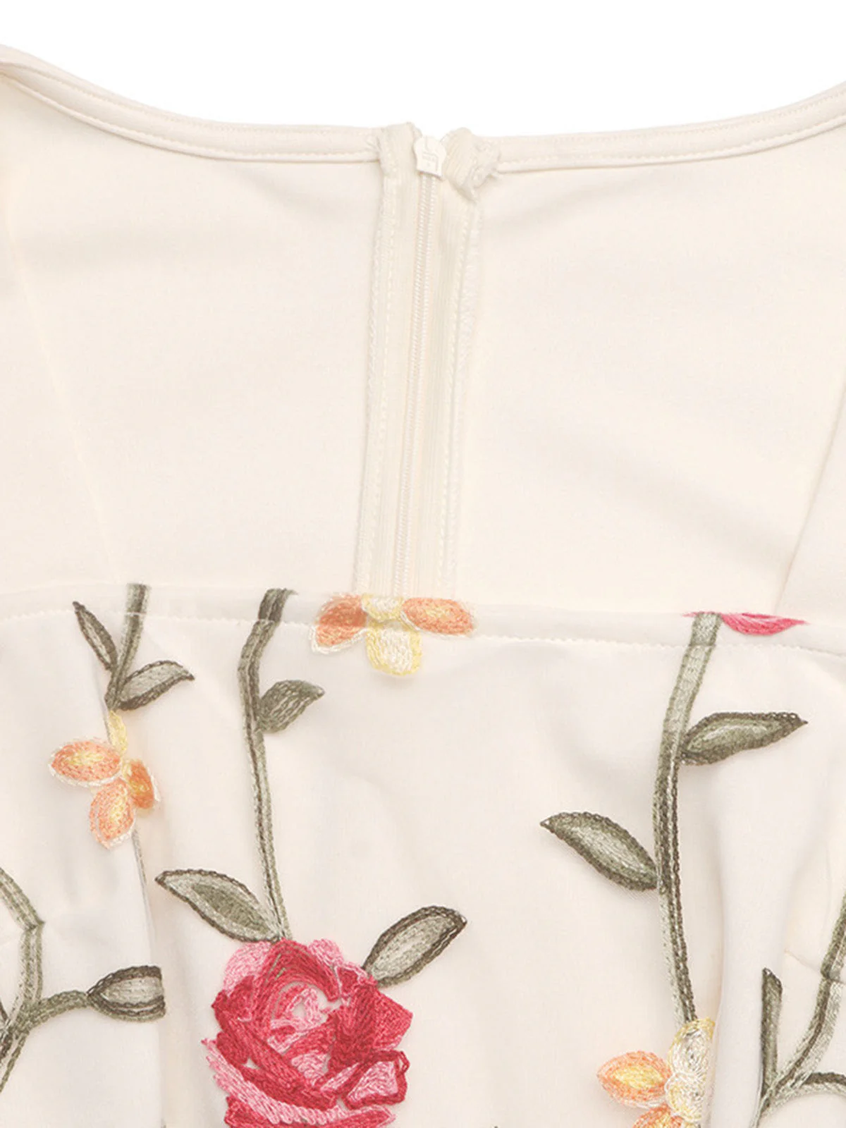 Beige 1950s Floral Flutter Sleeve Square Neck Jumpsuit - Image 5