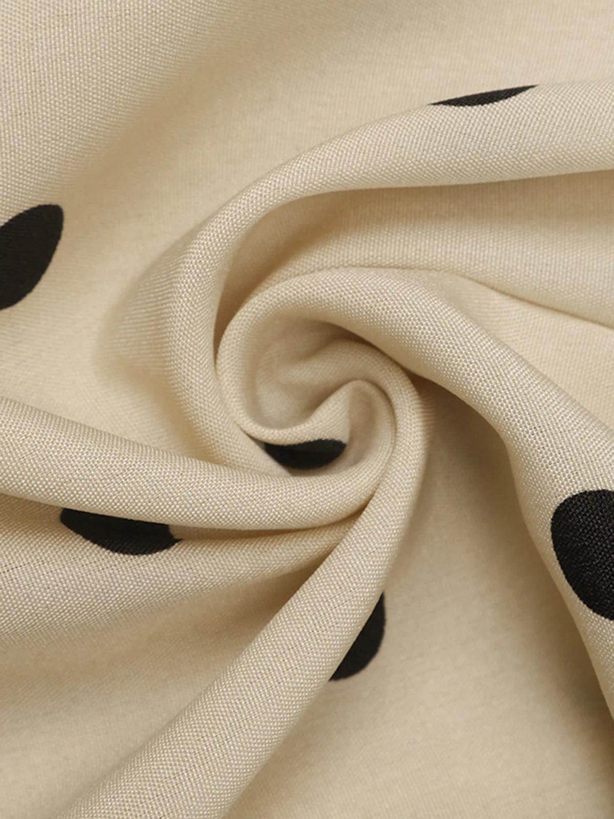 Beige 1950s Polka Dot Strapless Flared Peplum Hem Top - Image 6