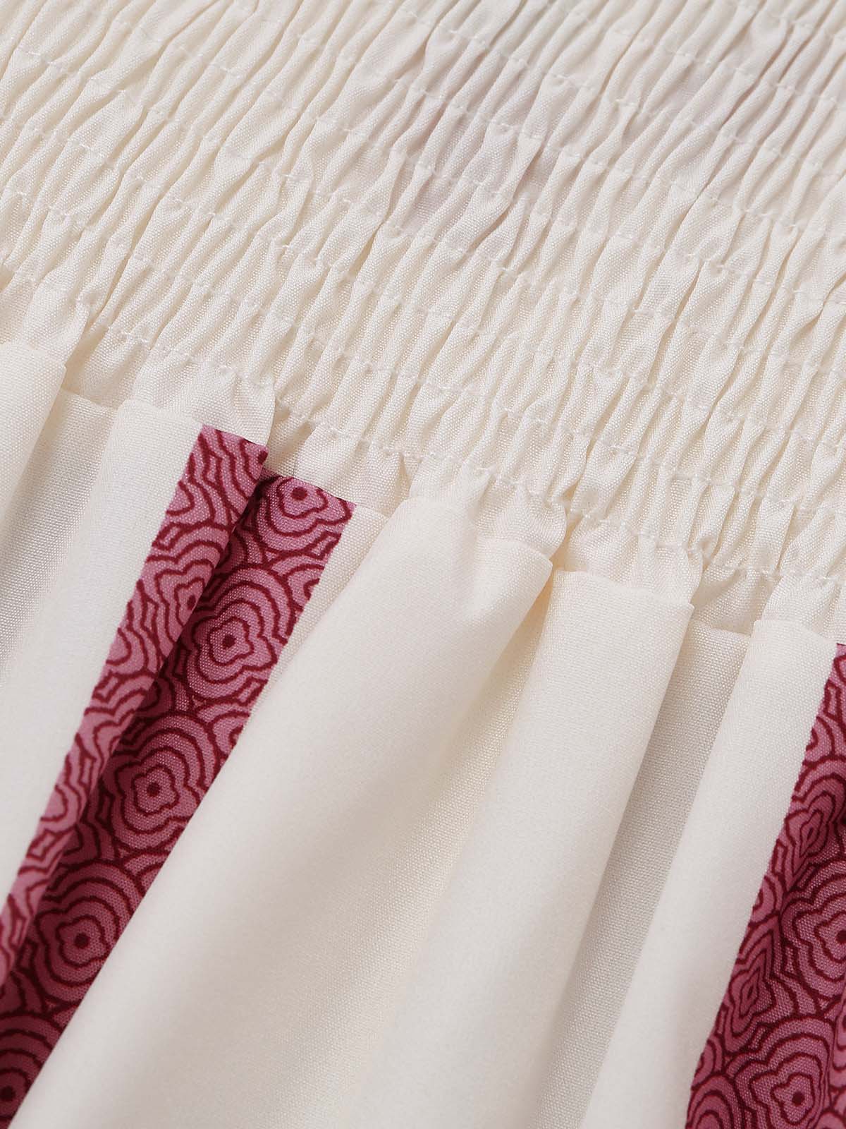 Beige 1950s Rose Spaghetti Strap Swing Dress - Image 5