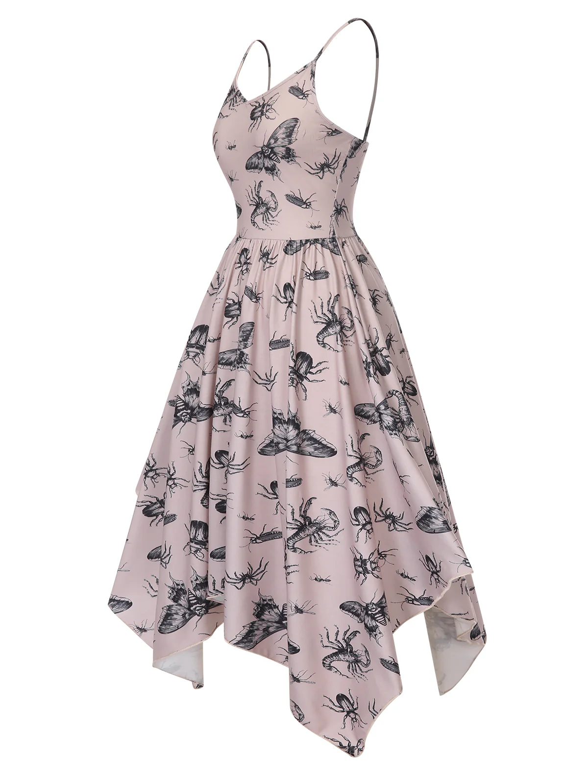 Beige 1970s Halloween Spider Irregular Dress - Image 2