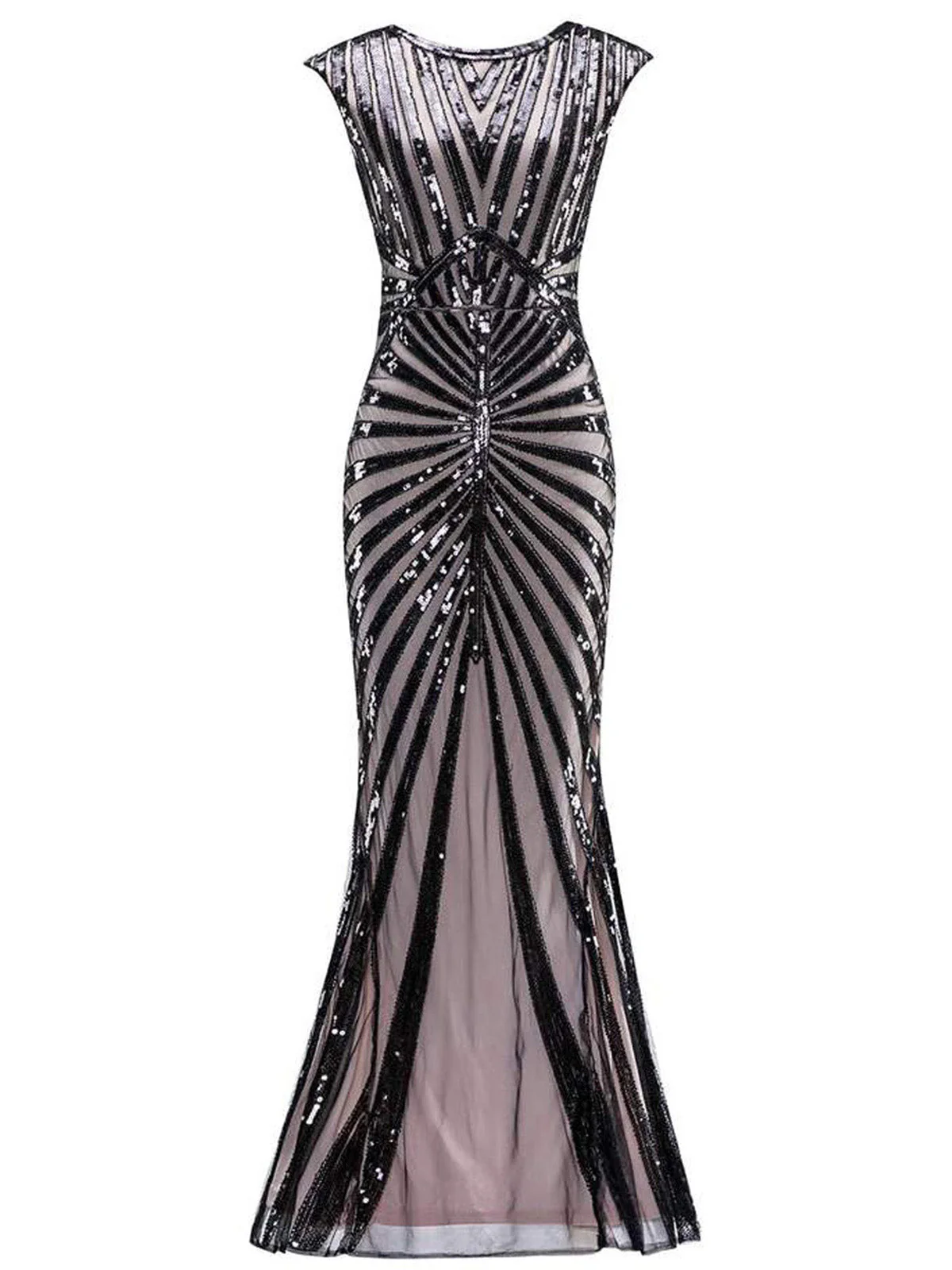 1920s Sequin Art Deco Maxi Dress