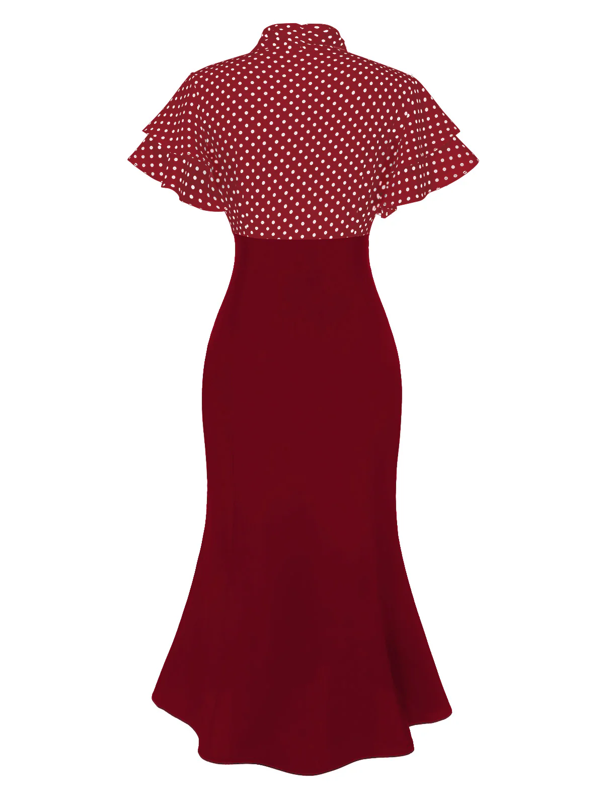 Black 1930s Dots Tie Neck Mermaid Dress - Image 10