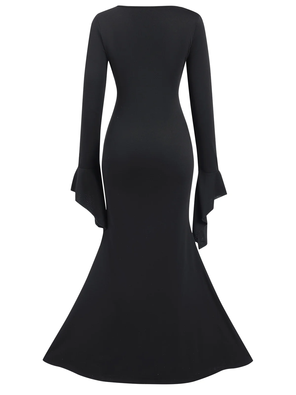 Black 1930s Sold Batwing Cuffs Fishtail Dress - Image 3
