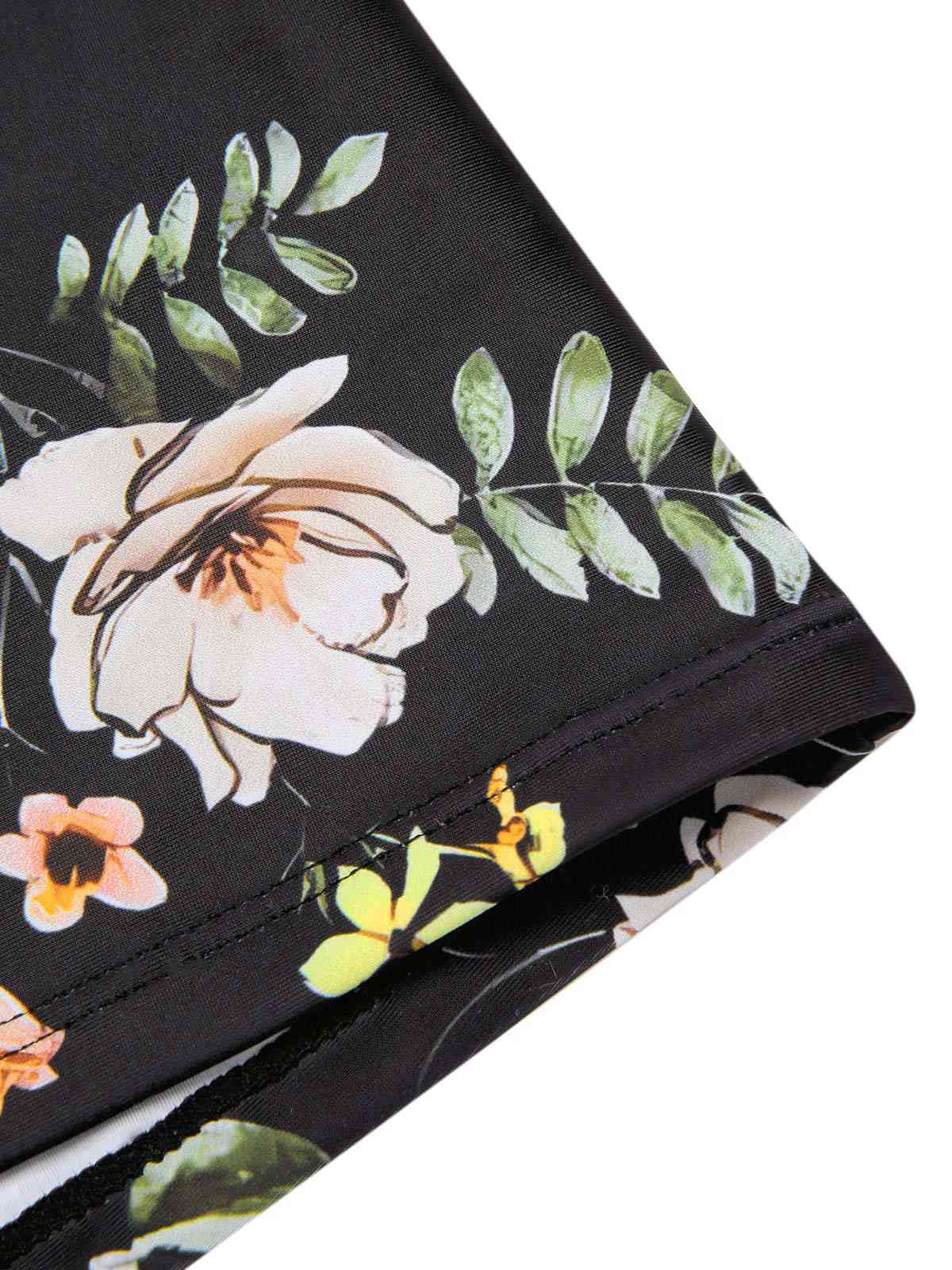 Black 1940s Floral Boxer Straps Swimsuit - Image 9