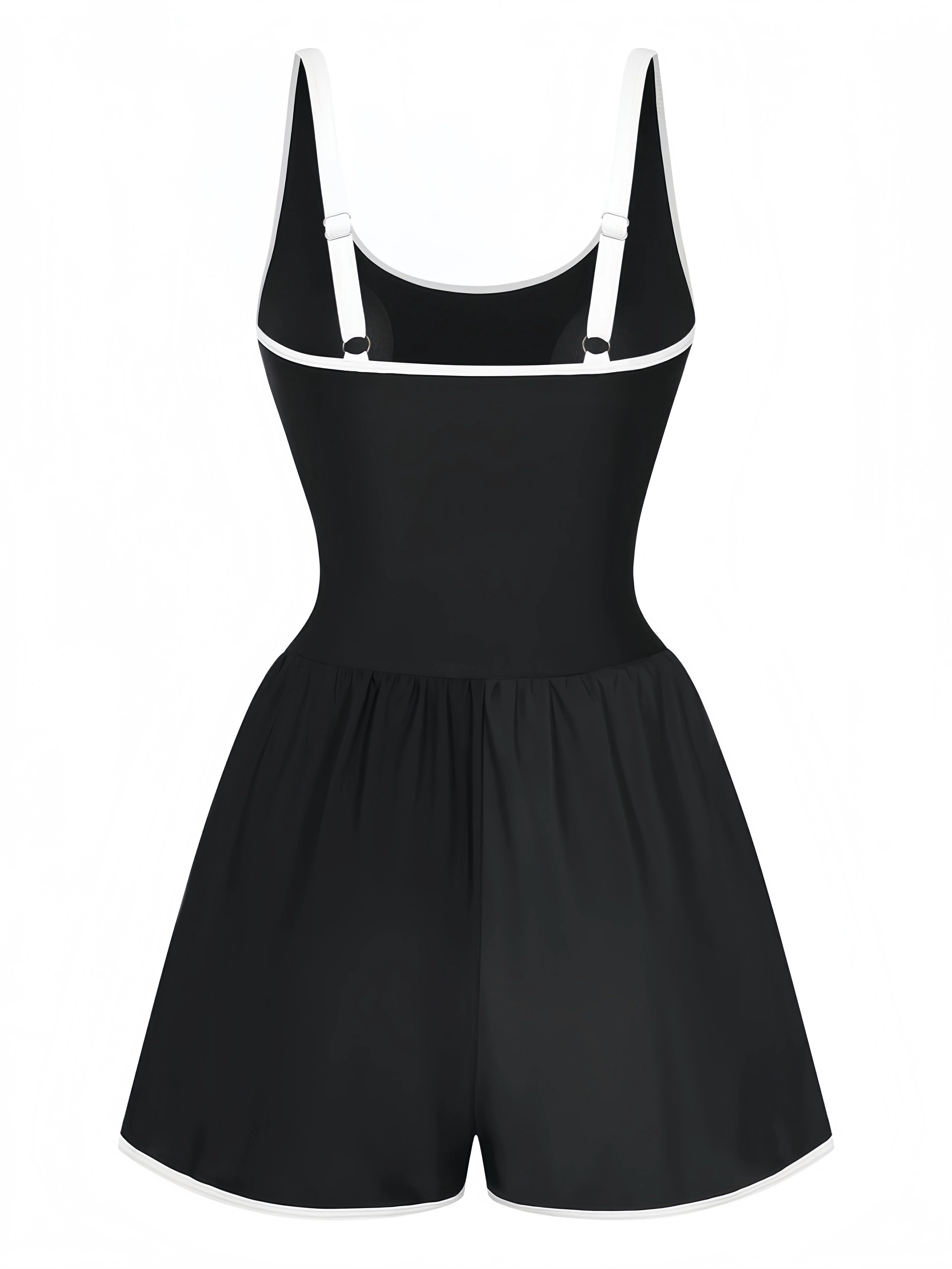 [Pre-Sale] Black 1940s Floral Tankini One-Piece Swimsuit - Image 3
