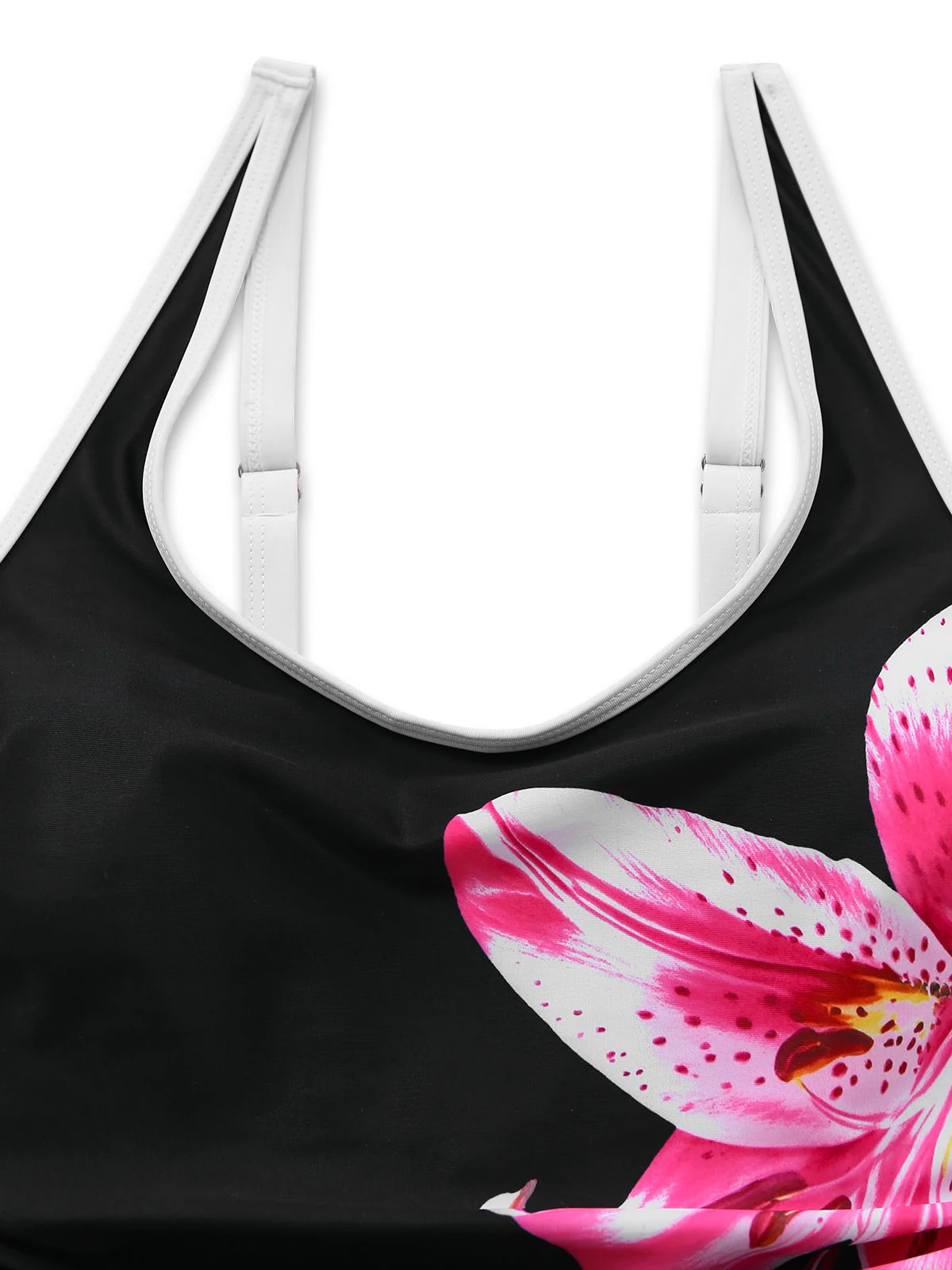 [Pre-Sale] Black 1940s Floral Tankini One-Piece Swimsuit - Image 4