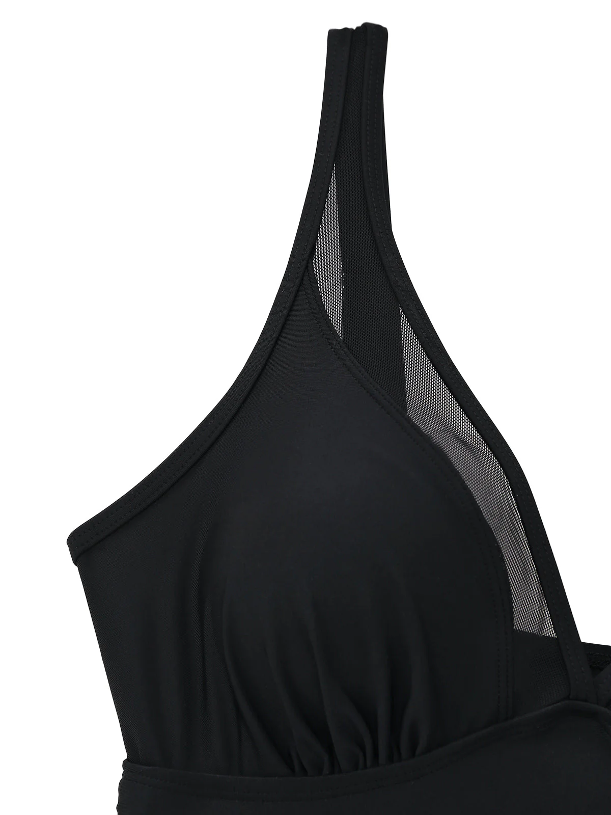 Black 1940s Mesh Floral Deep V-Neck Swimsuit - Image 4