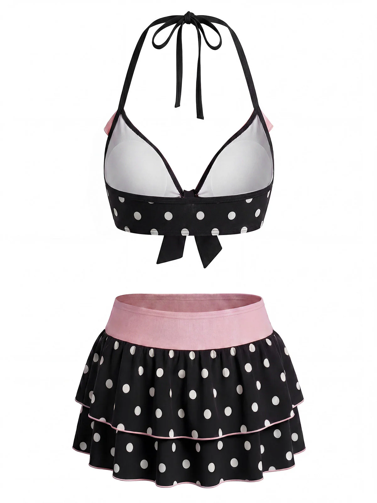 [Pre-Sale] Black 1940s Polka Dot Halter Bikini Set - Image 3