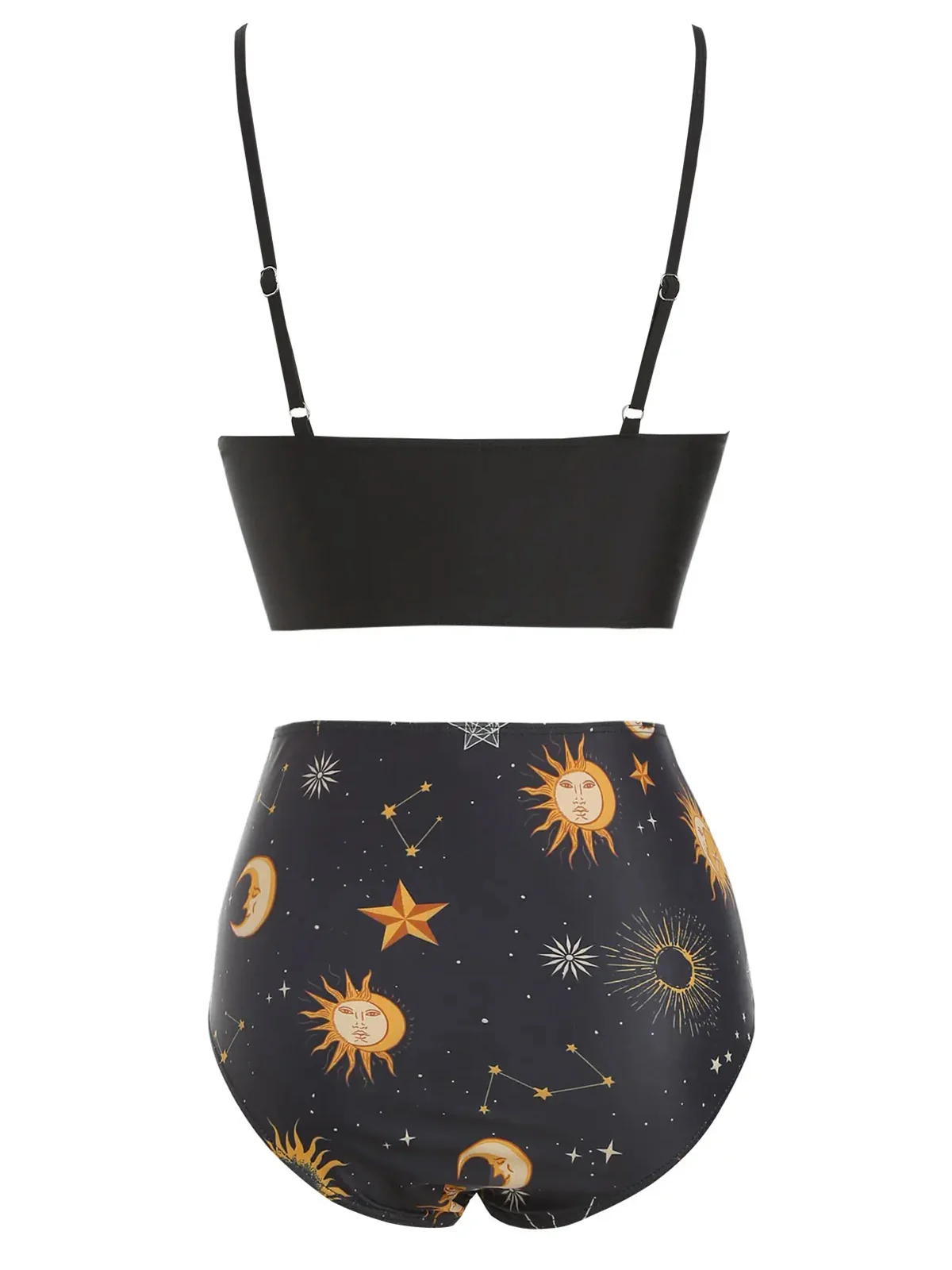Black 1940s Sun Moon Stars Lace-Up Swimsuit - Image 3