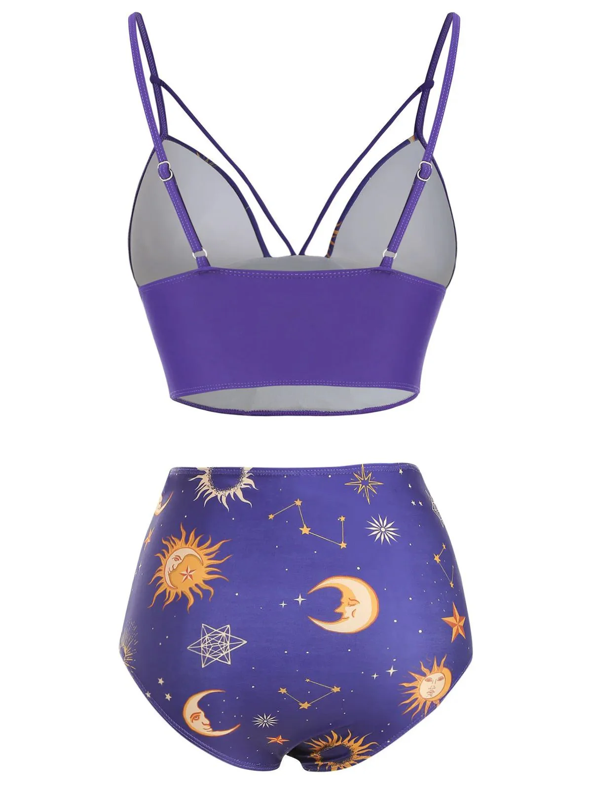 Black 1940s Sun Moon Stars Lace-Up Swimsuit - Image 7