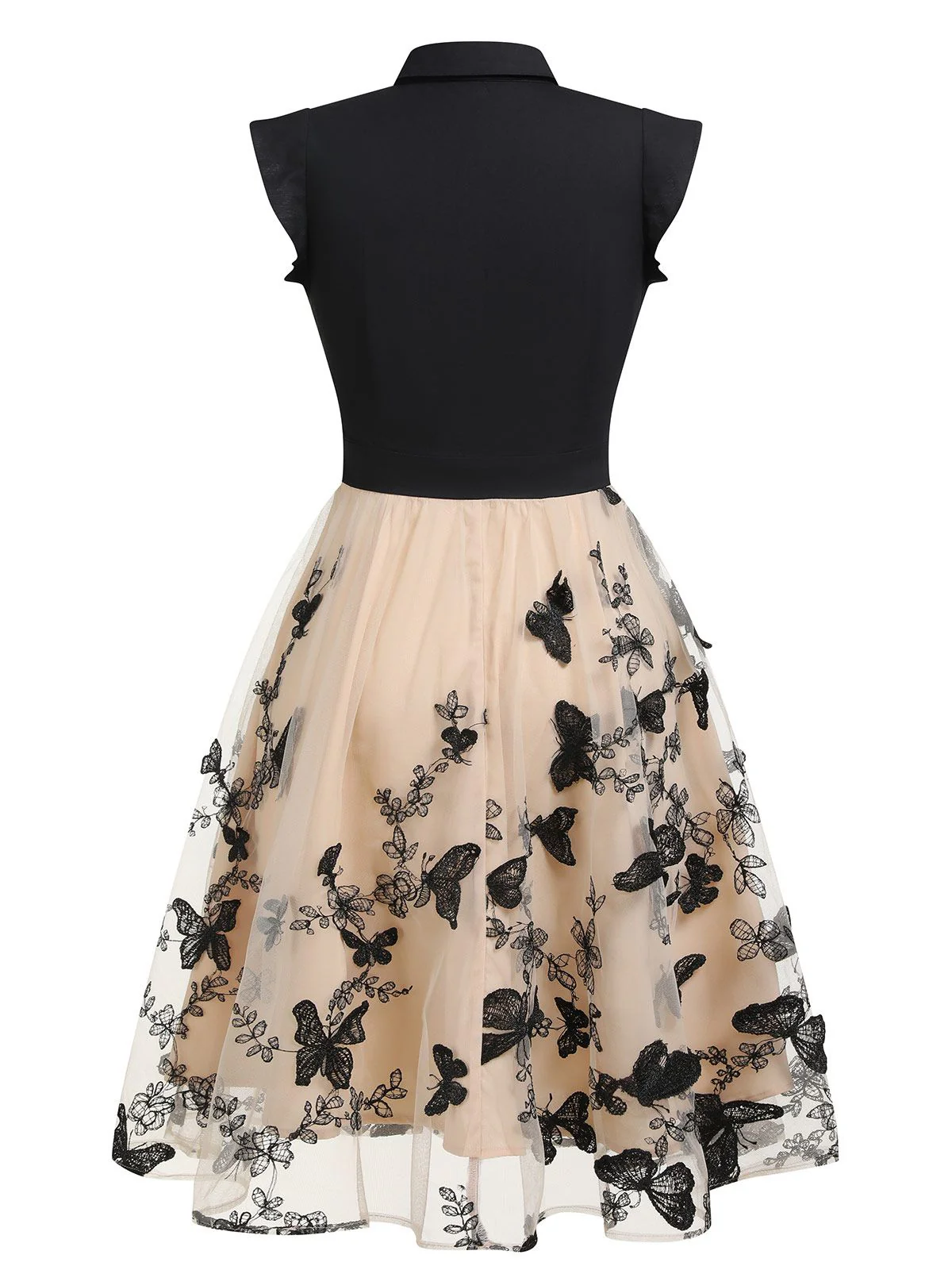 Black 1950s Butterfly Patchwork Vintage Dress - Image 5