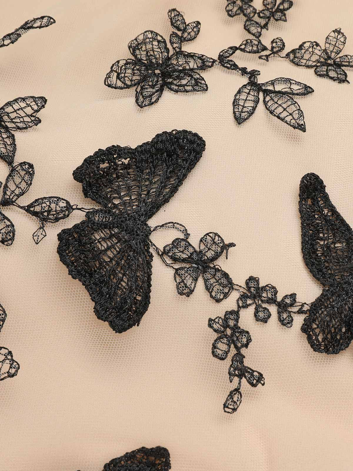 Black 1950s Butterfly Patchwork Vintage Dress - Image 10