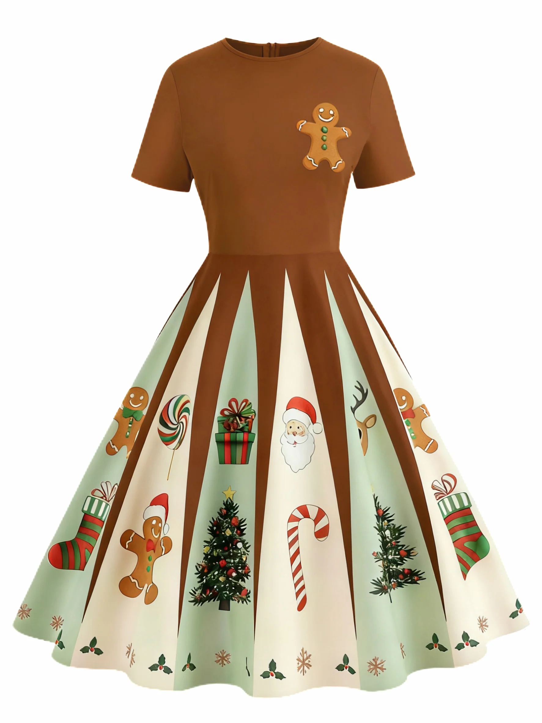 Black 1950s Christmas Snowflake Swing Dress - Image 4