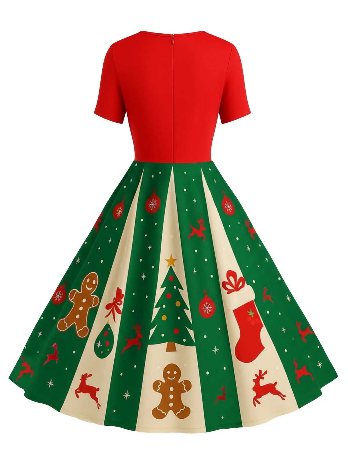 Black 1950s Christmas Snowflake Swing Dress - Image 8