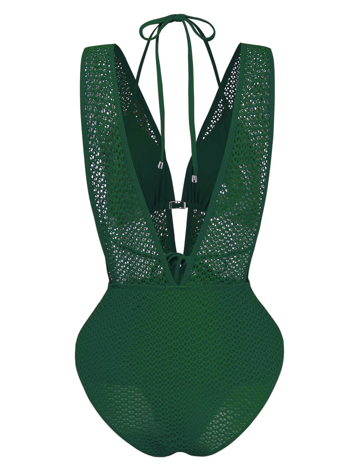 Black 1950s Deep V-Neck Crochet Mesh Halter Swimsuit Set - Image 13